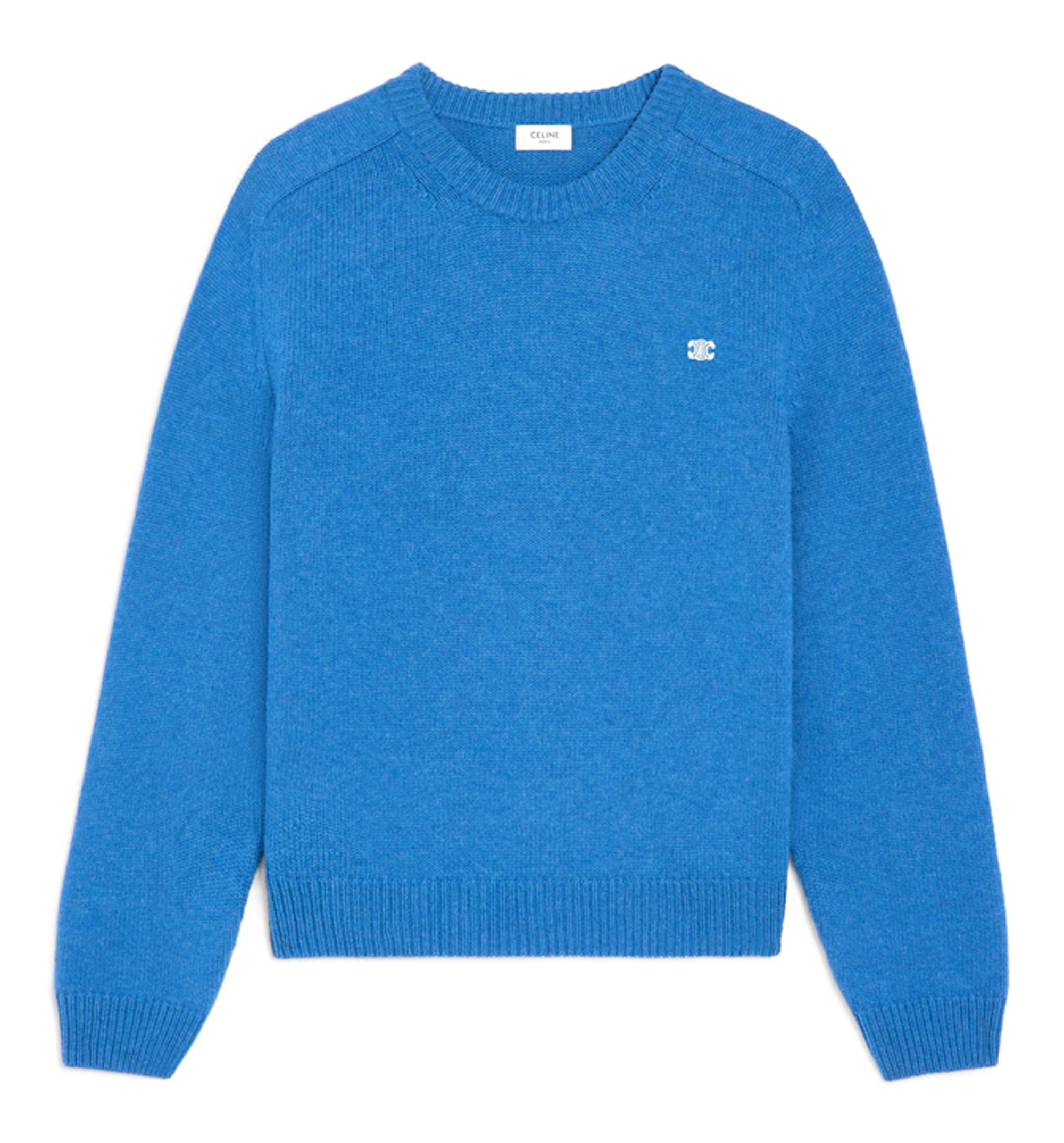 Triomphe Crew Neck Sweater In Wool And Cashmere - Blue