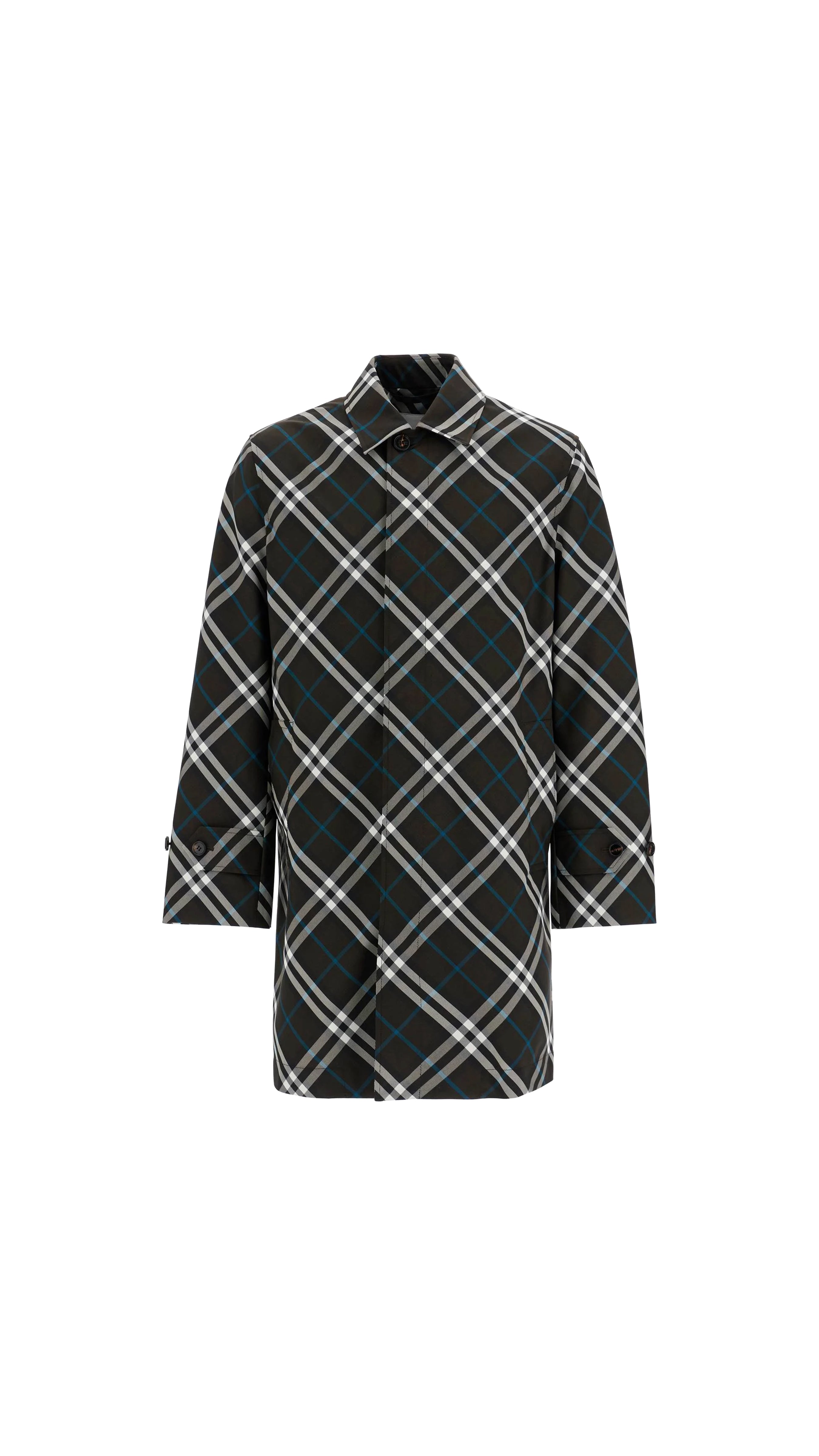 Long Sleeved Checked Trench Coat - Multicolour