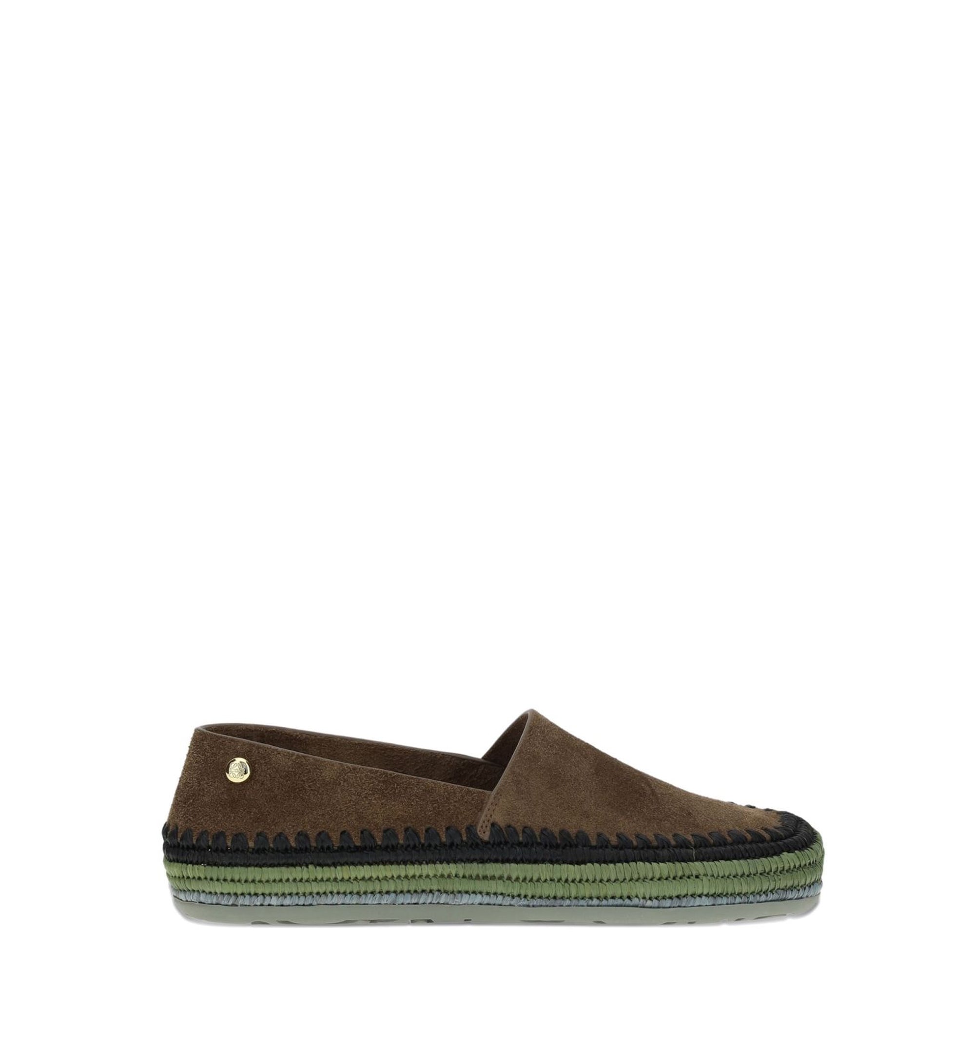 Rio slipper in suede and raffia