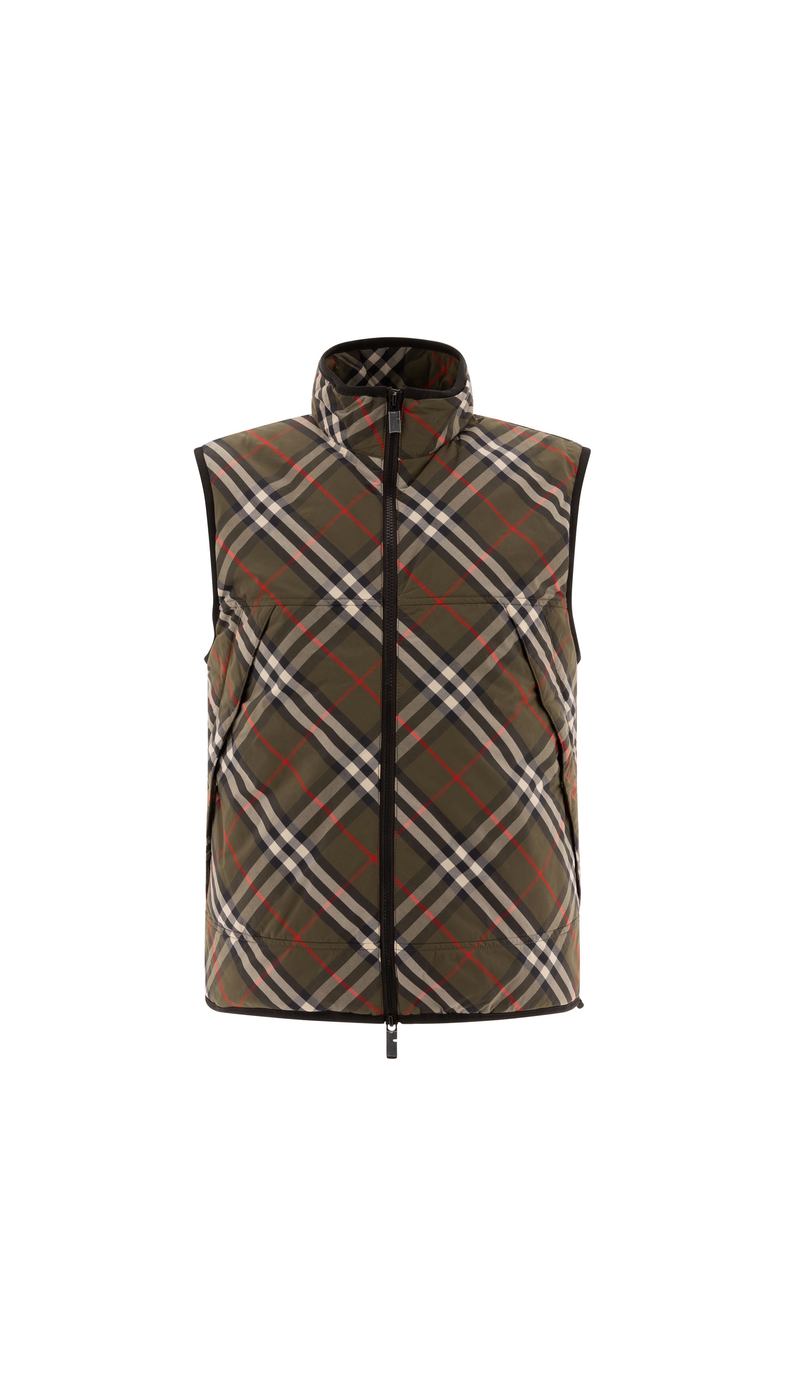 Checked Padded Gilet - Green