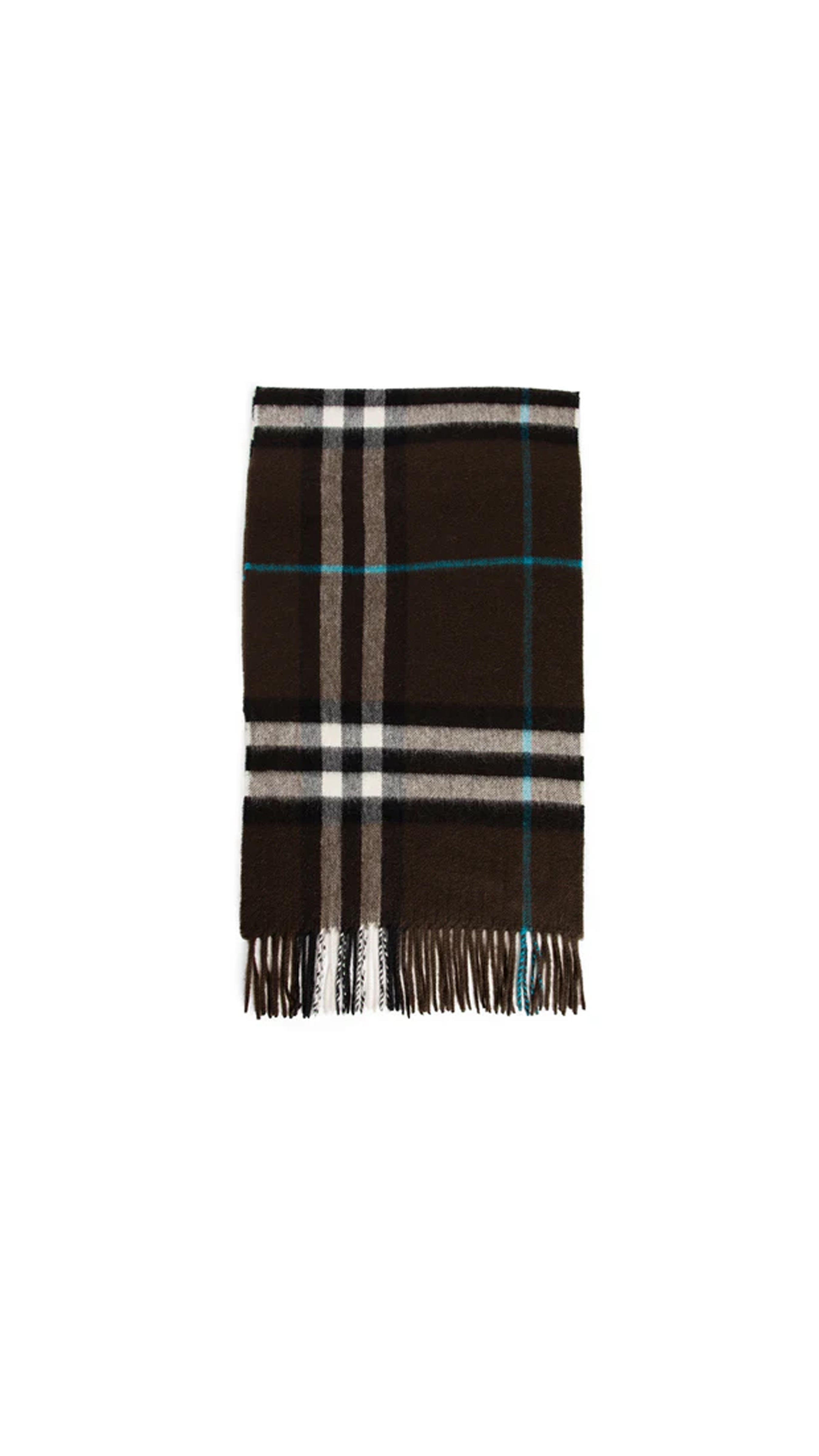 Check Scarf In Cashmere - Brown