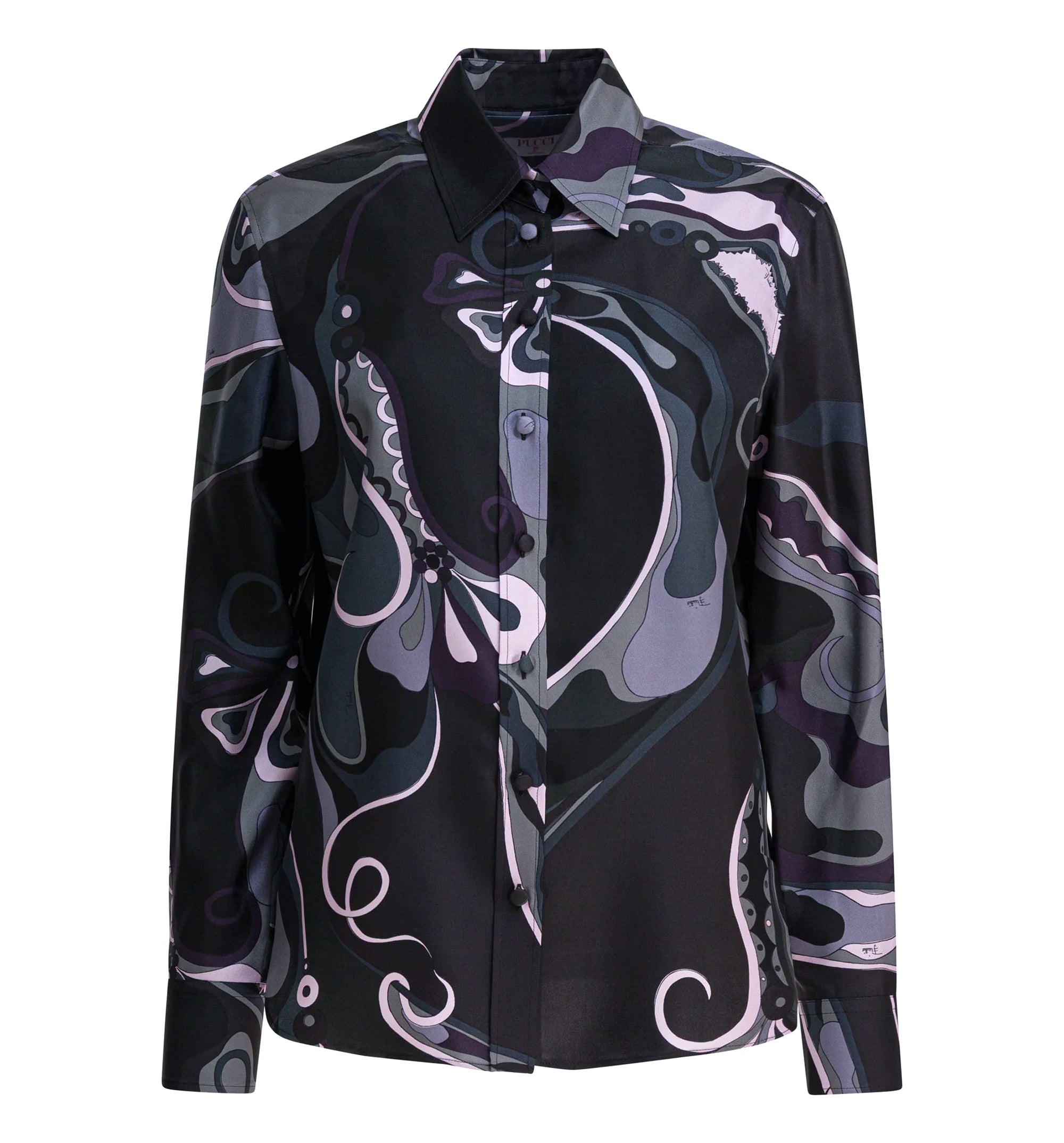 Orchid Print Shirt - Black