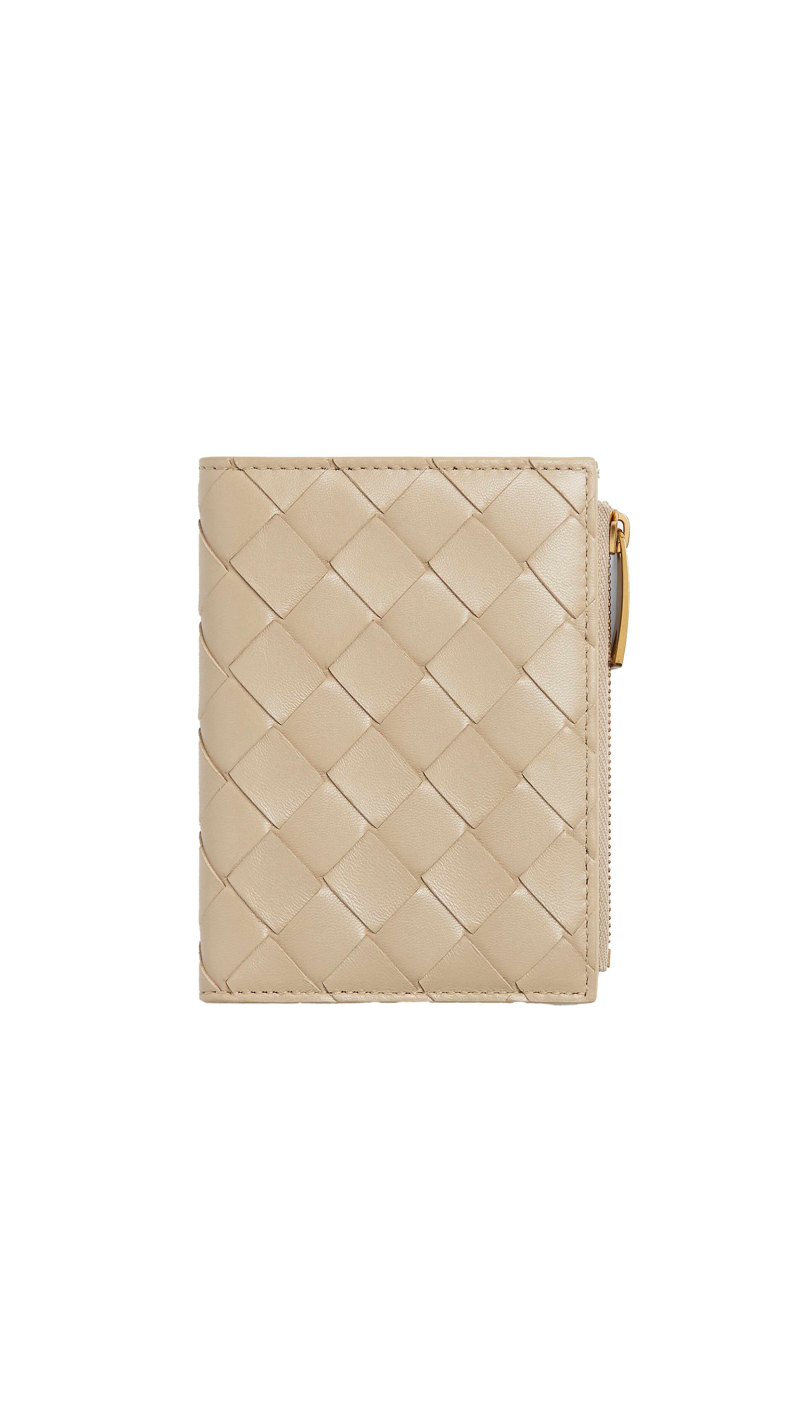 Intrecciato Small Bi-Fold Wallet - Beige