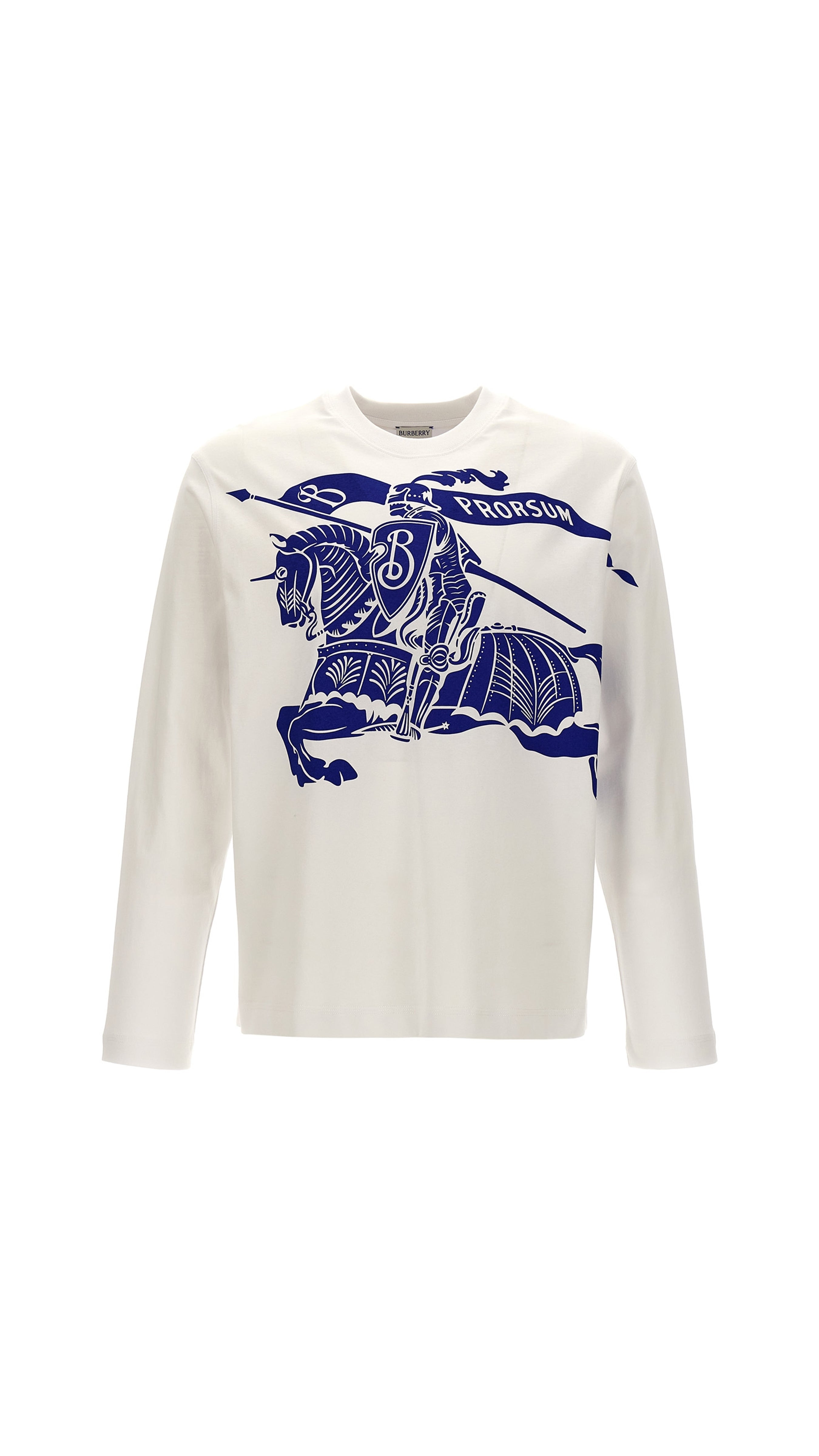 Equestrian Knight-motif Cotton T-shirt - White