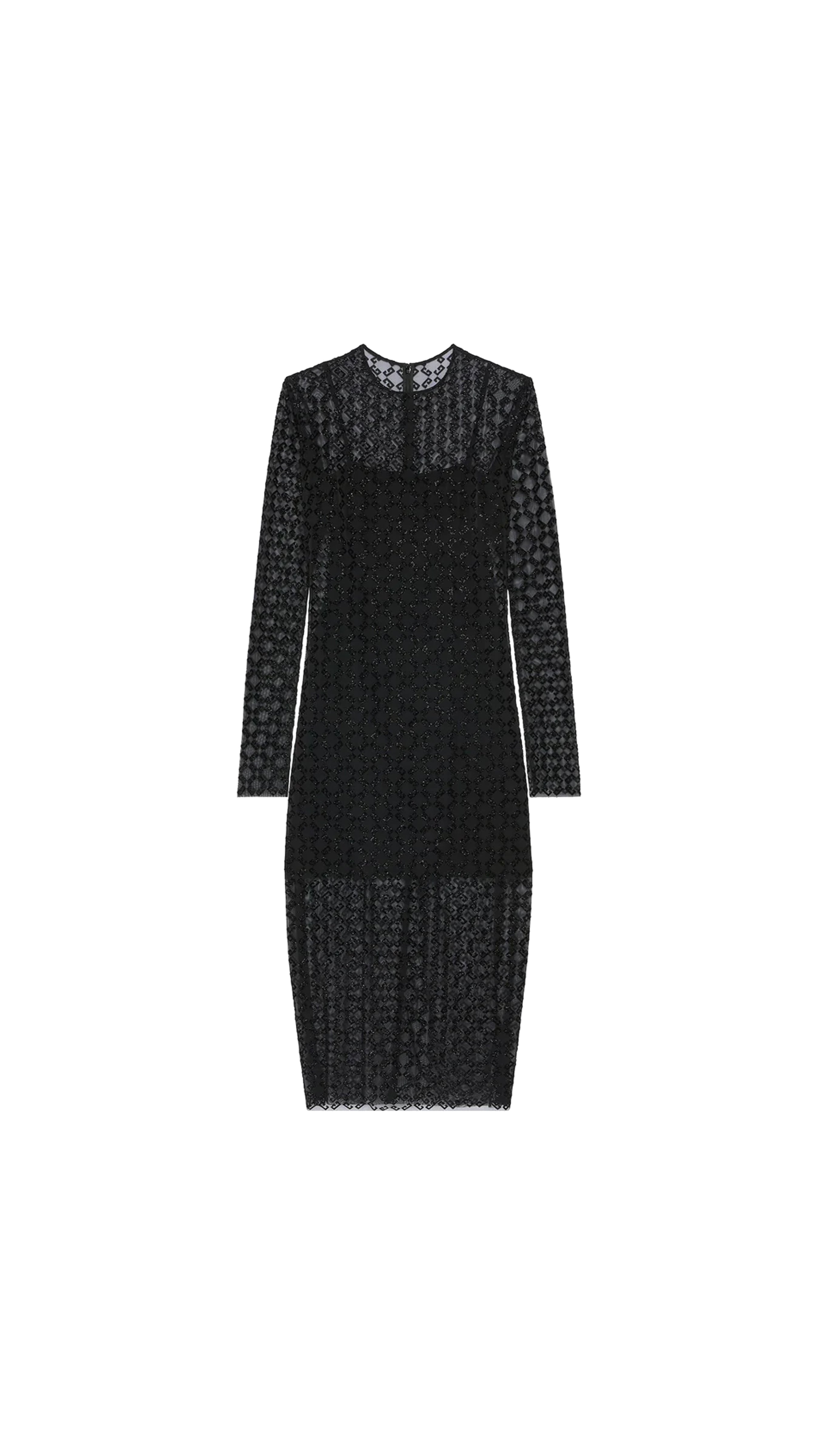 Dress In Shiny Monogram 72 Tulle - Black / Silvery