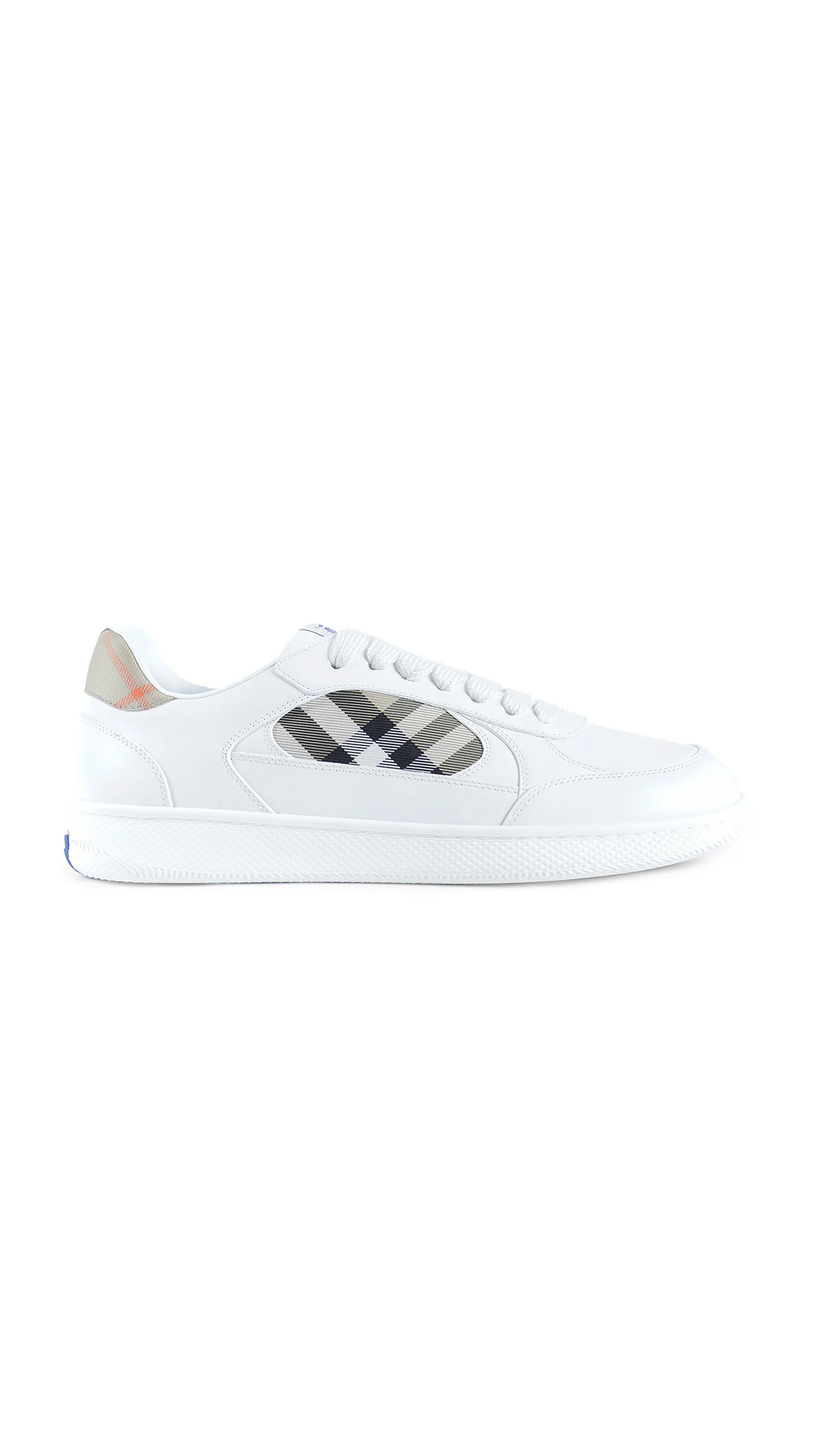 Leather And Check Terrace Sneakers - White