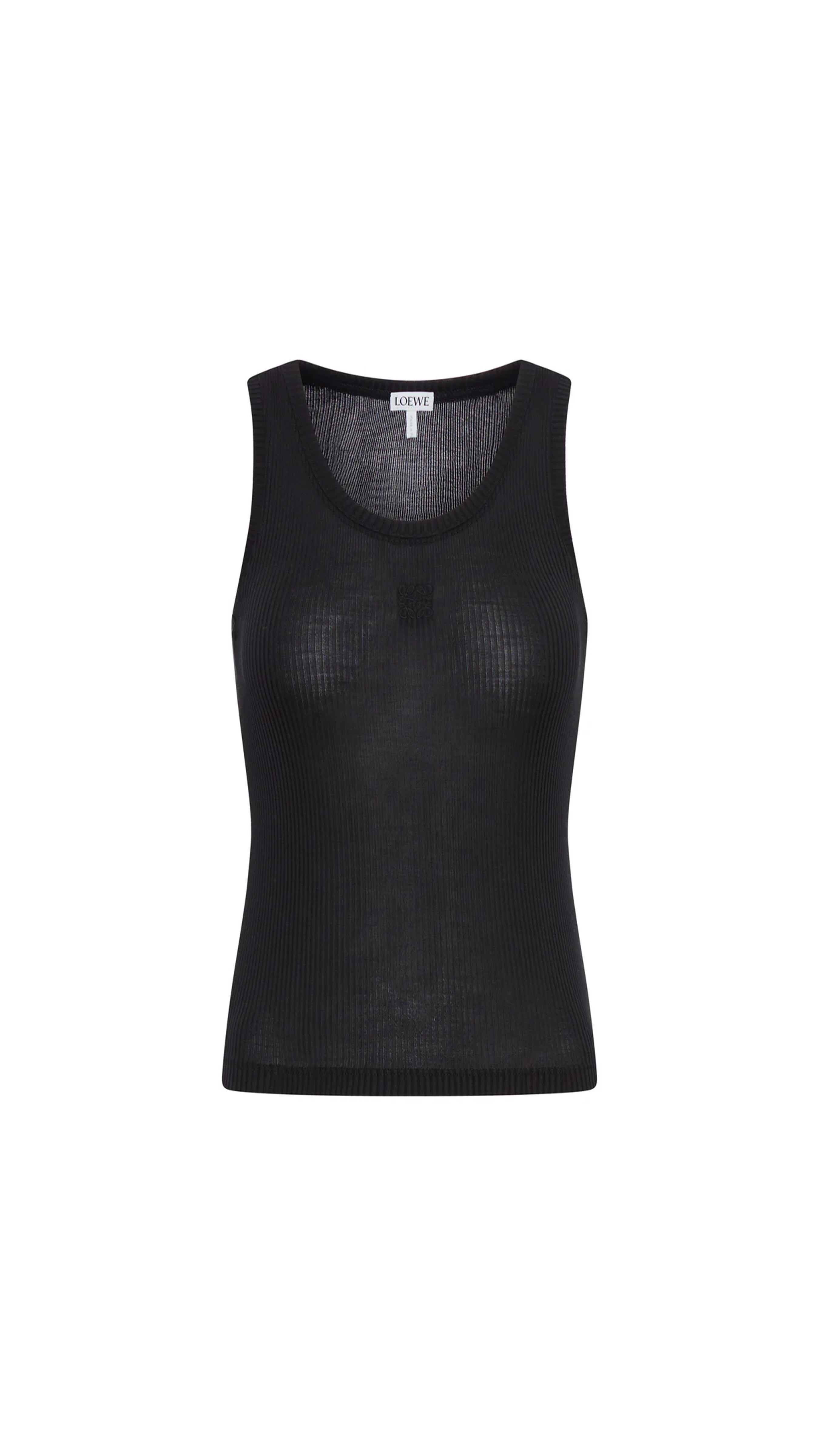 Anagram Tank Top in Silk - Black