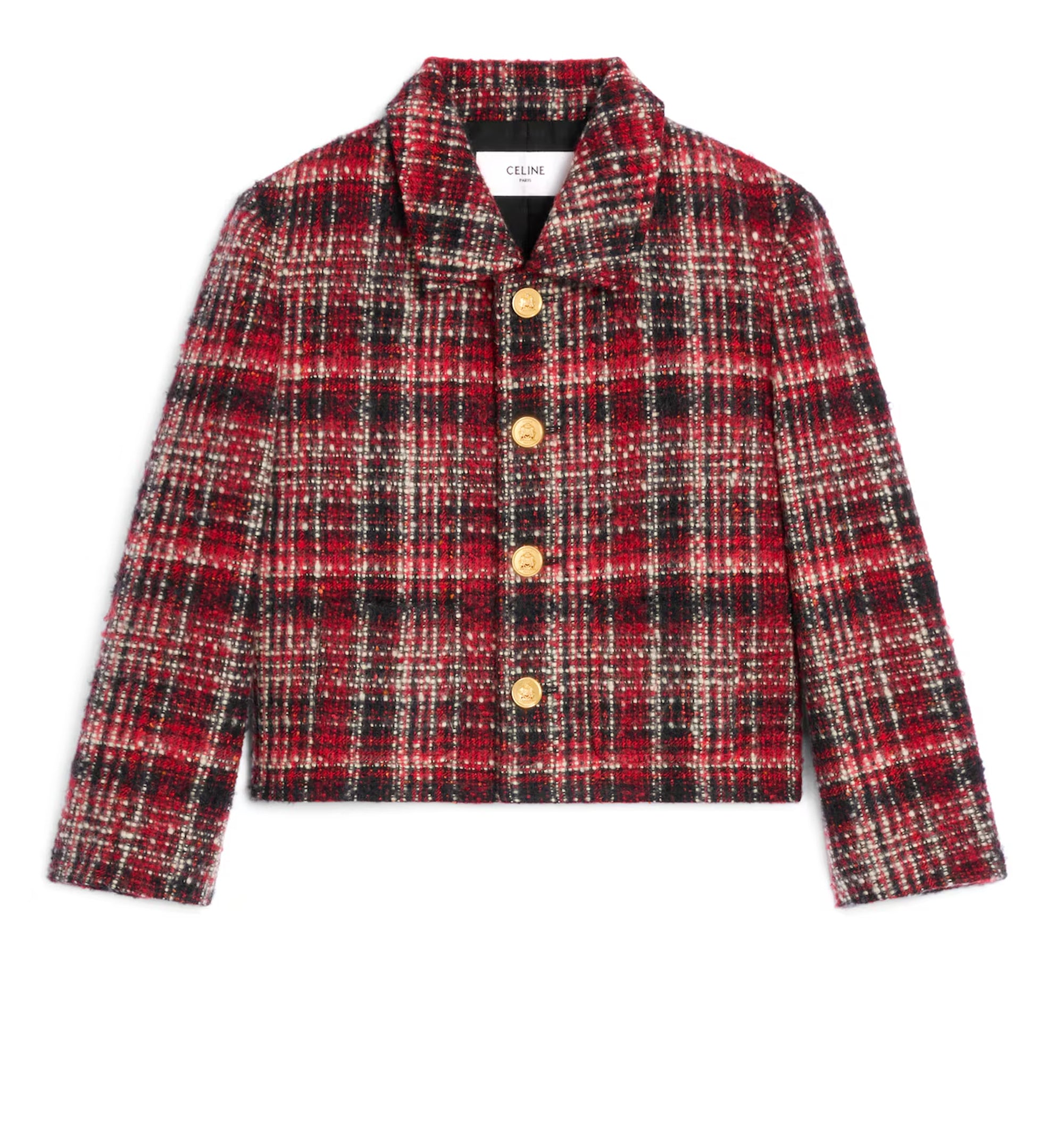 Charlotte Jacket In Check Wool Natté - Ivory/red/black