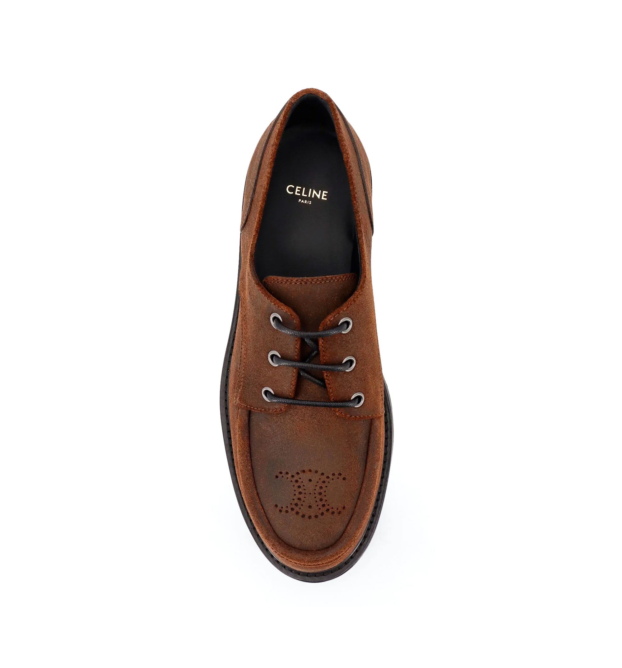 Margaret Derby Shoe In Suede - Brown