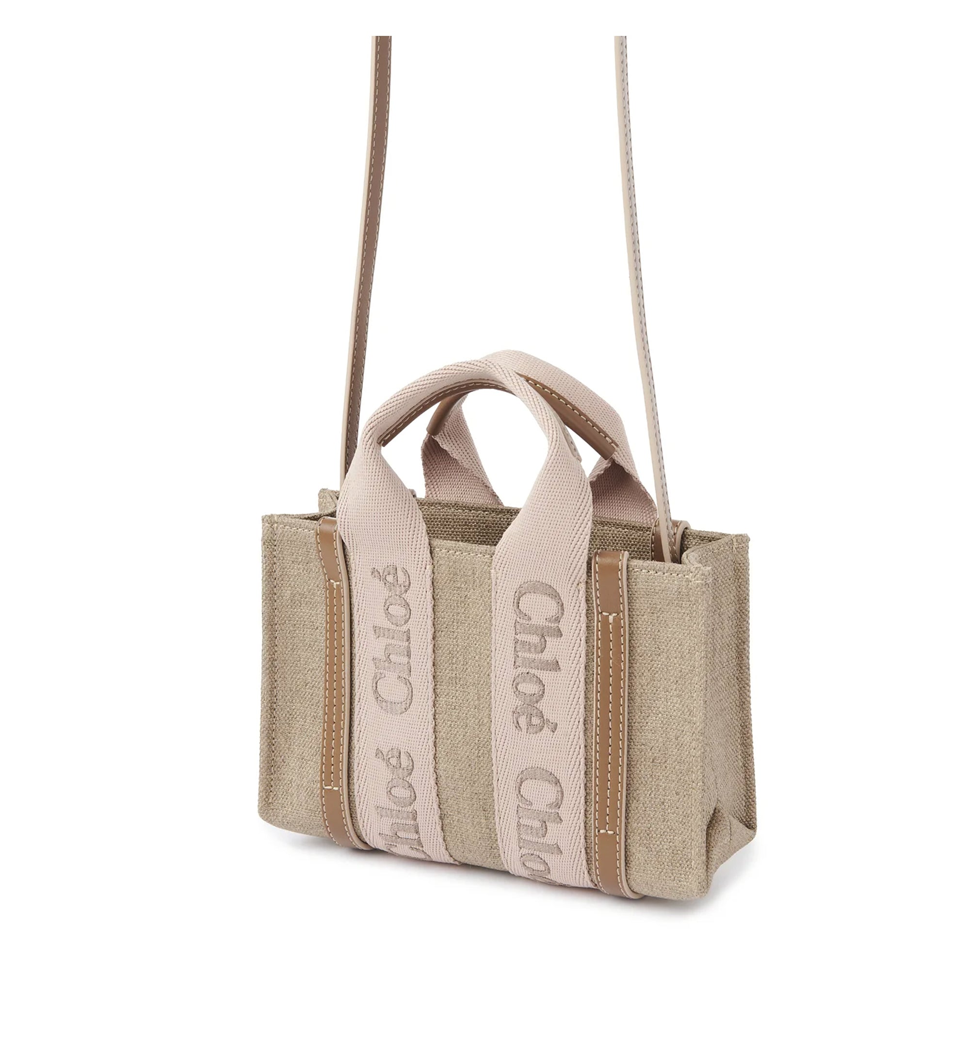Mini Woody Tote Bag In Linen