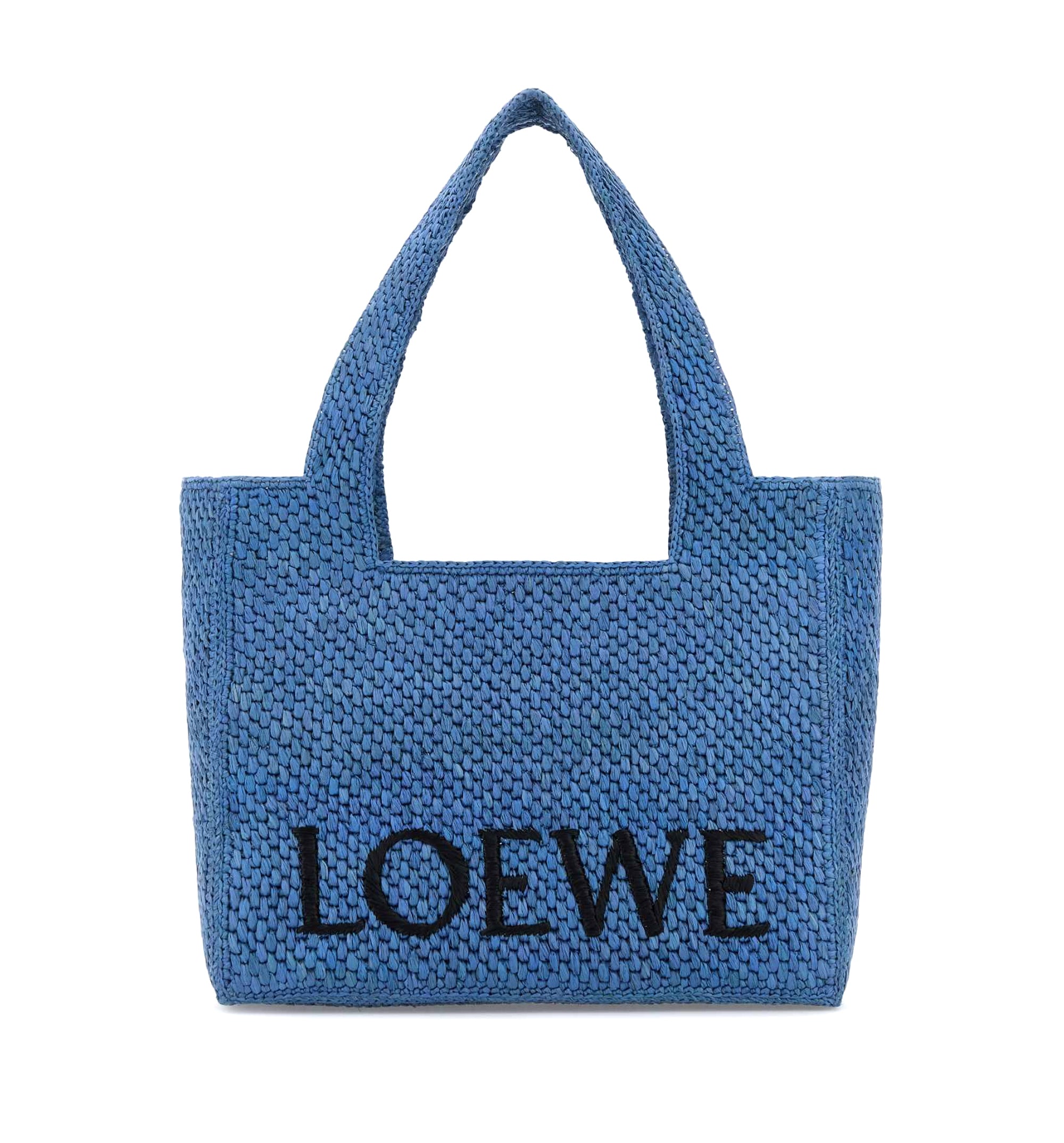 Medium Loewe Font Tote in Raffia
