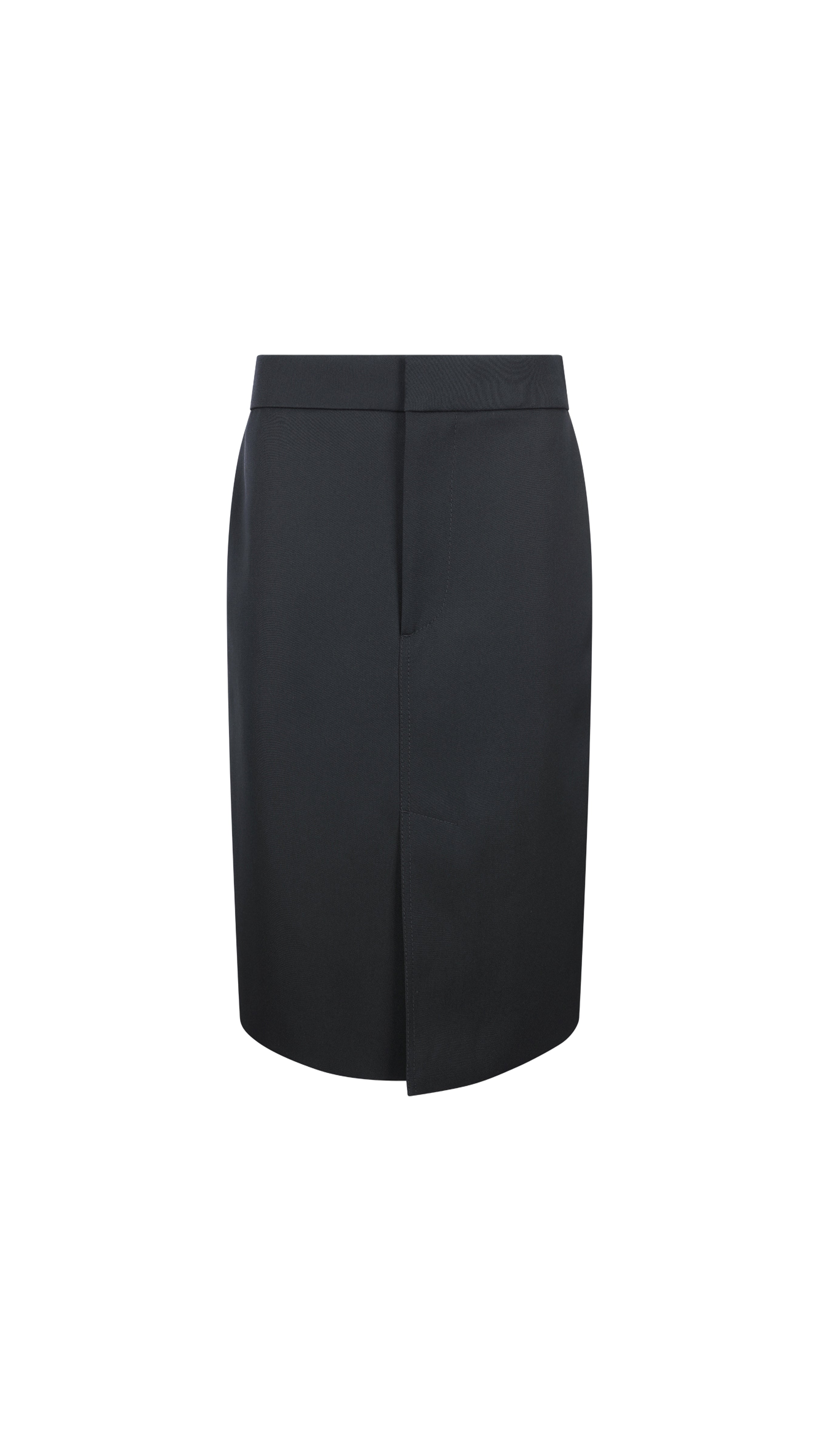 Compact Wool Grain De Poudre Straight Tubino Skirt - Black