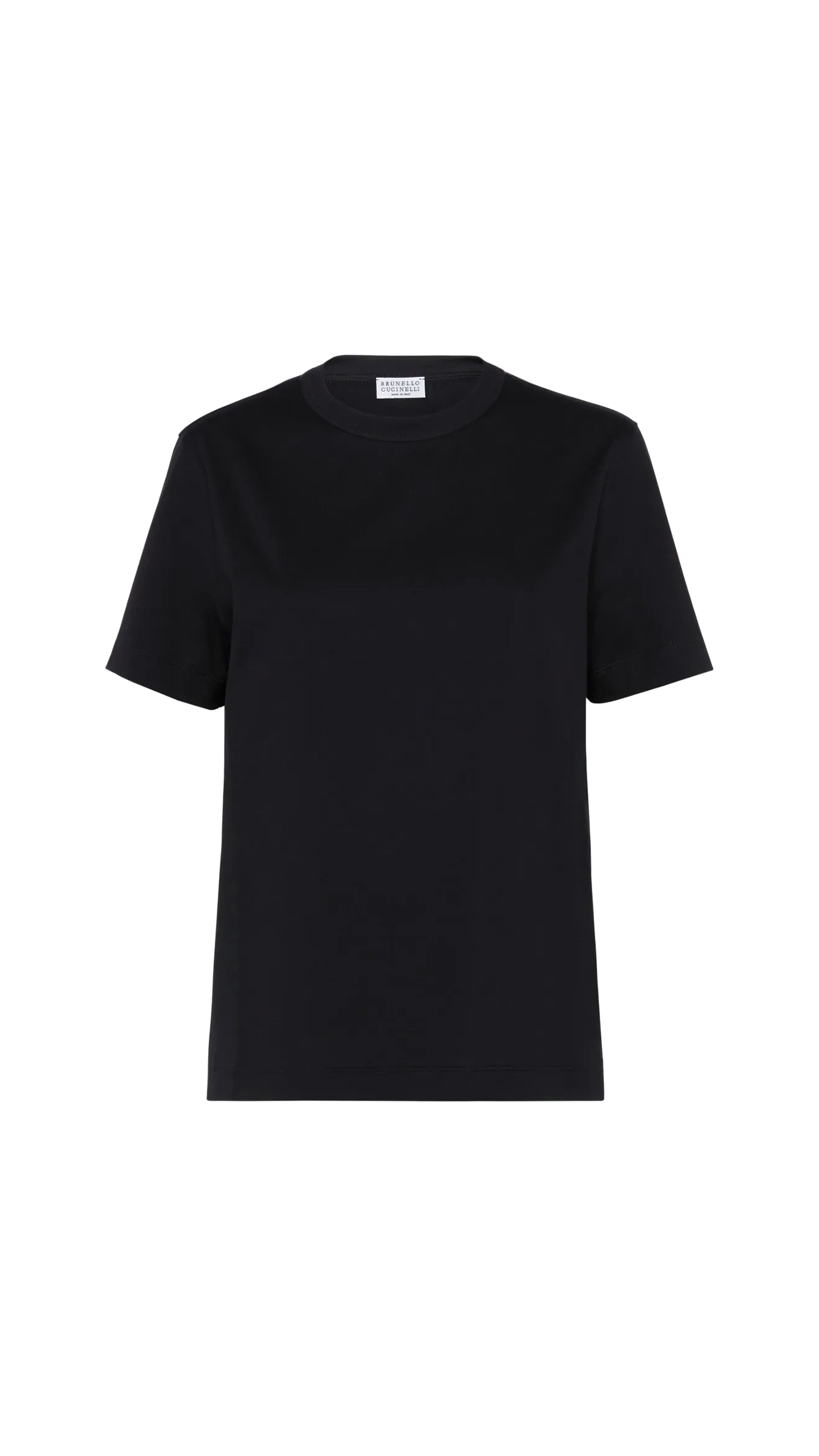 Monili Trim Cotton T-shirt - Black