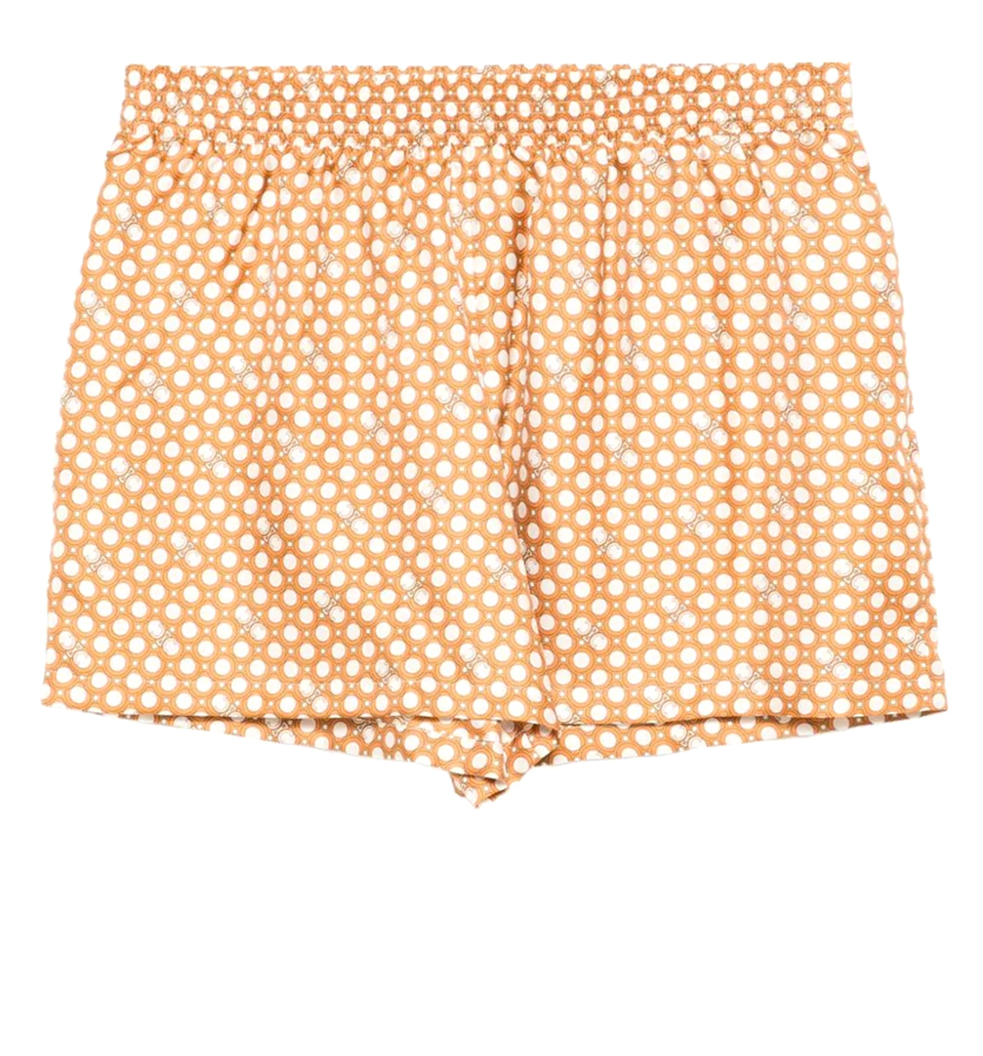 Pajama Shorts In Silk Twill - Cream / Orange