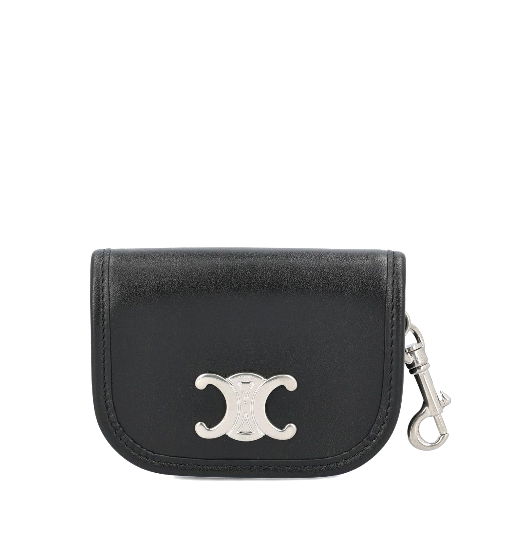 Keyring Nano Besace Triomphe In Smooth Calfskin - Black
