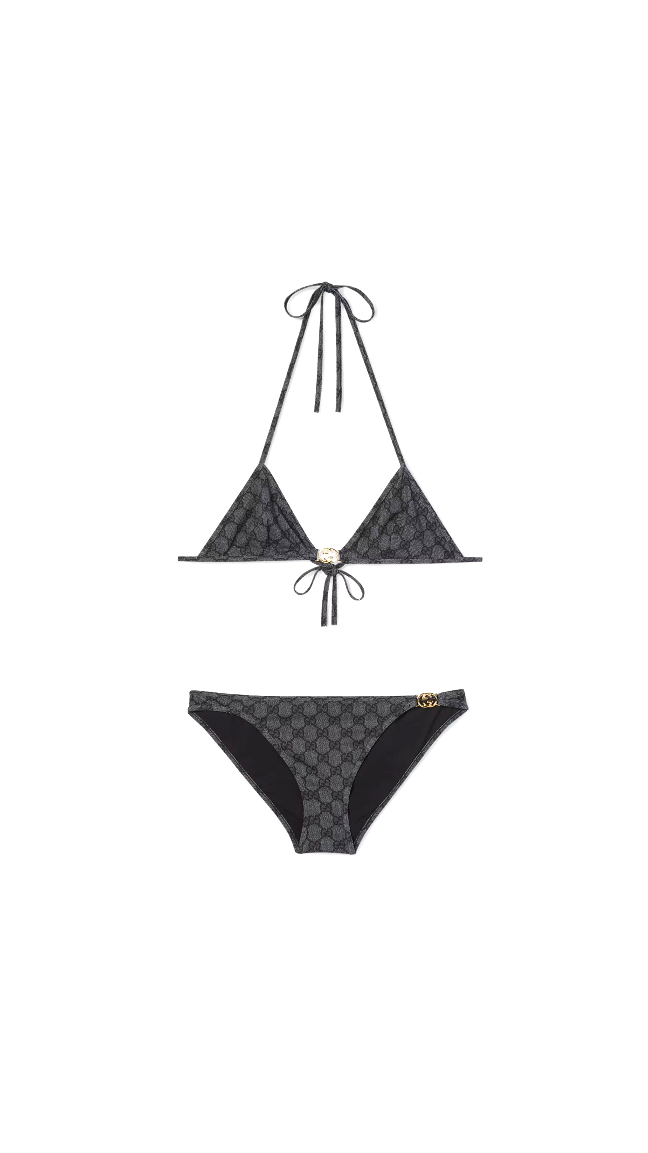 Printed GG Stretch Jersey Bikini - Black
