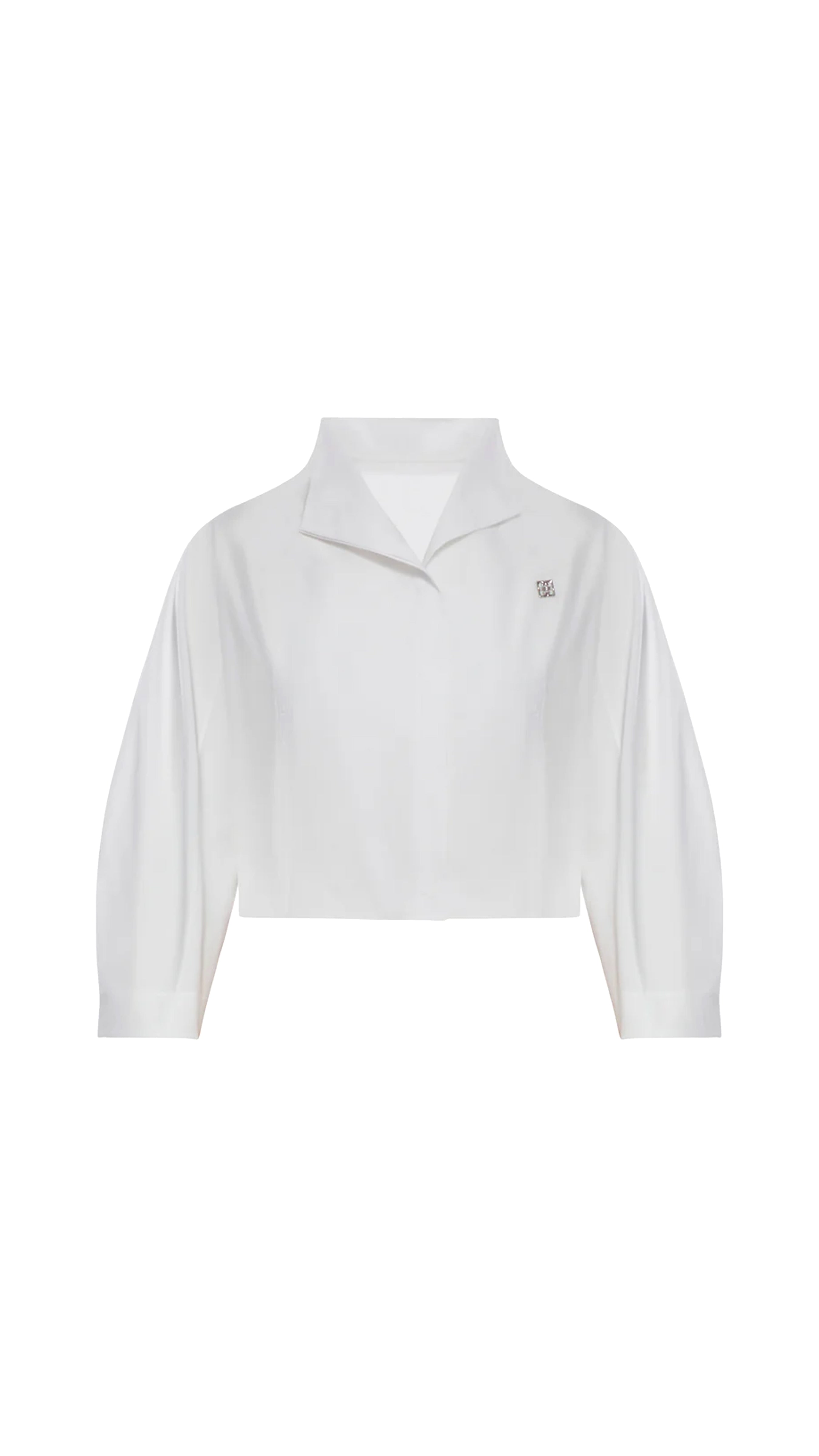 Cropped Shirt In Poplin With 4g Detail - White