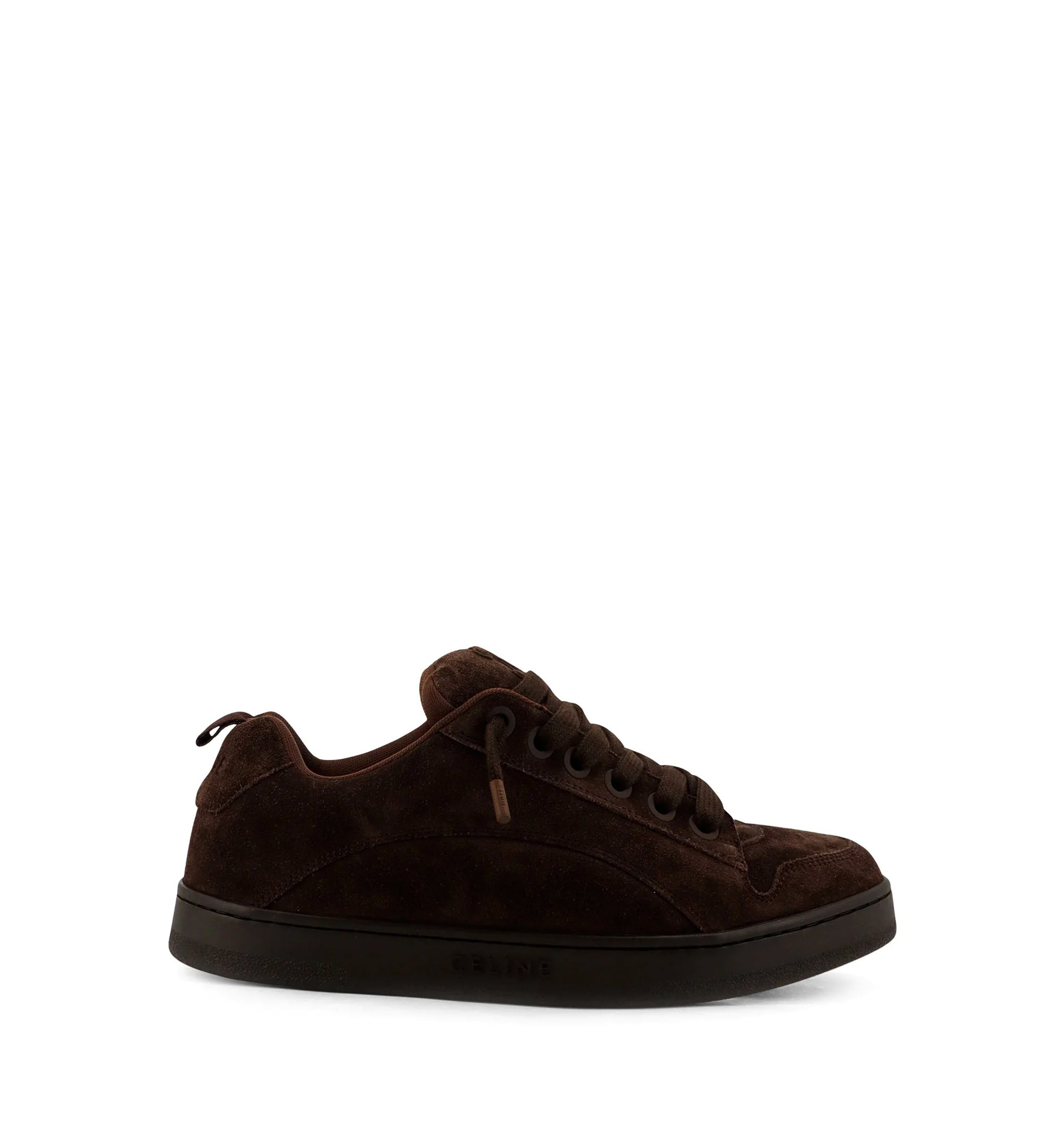Huntington Low Lace-up Sneaker In Suede Calfskin And Mesh - Dark Brown
