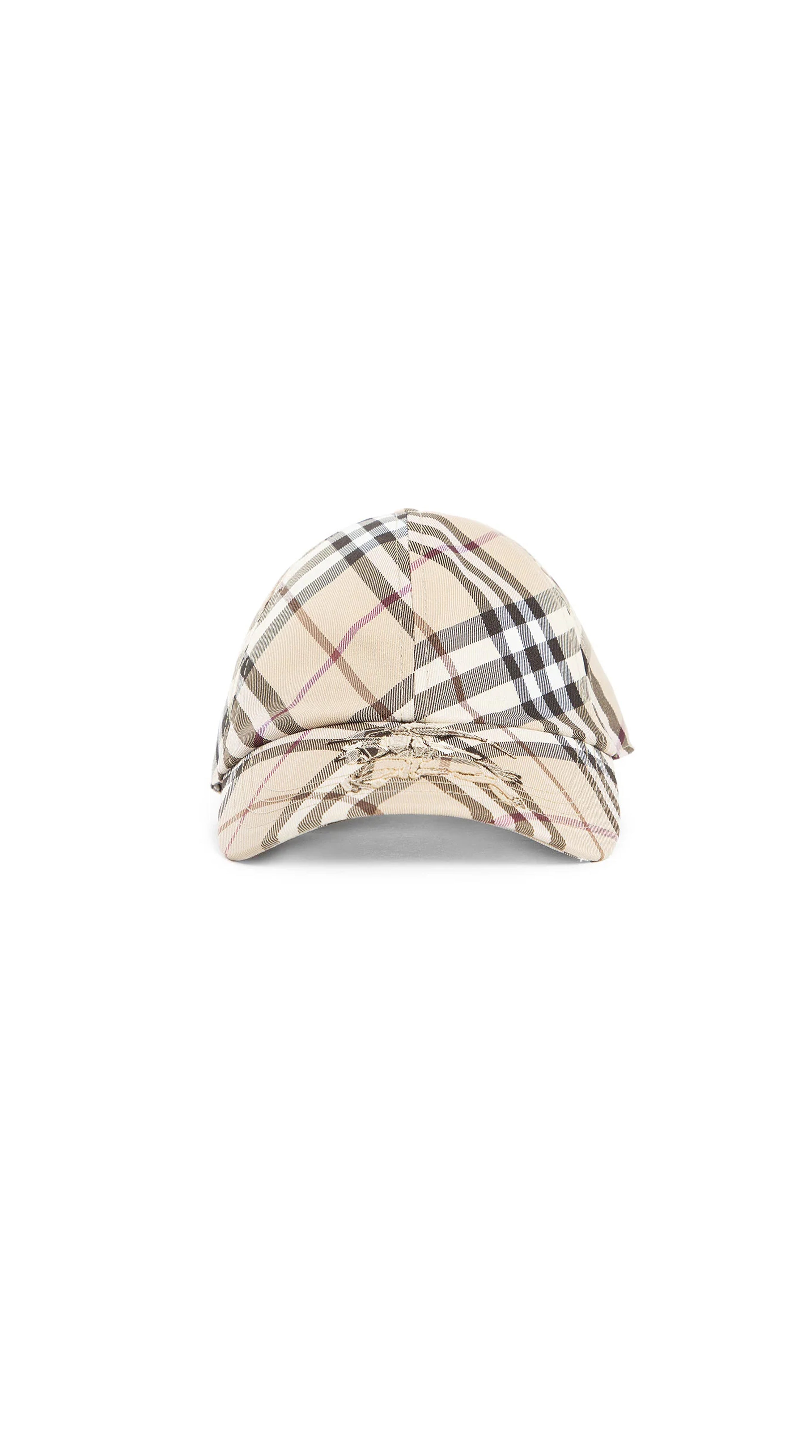 Check Baseball Cap - Beige