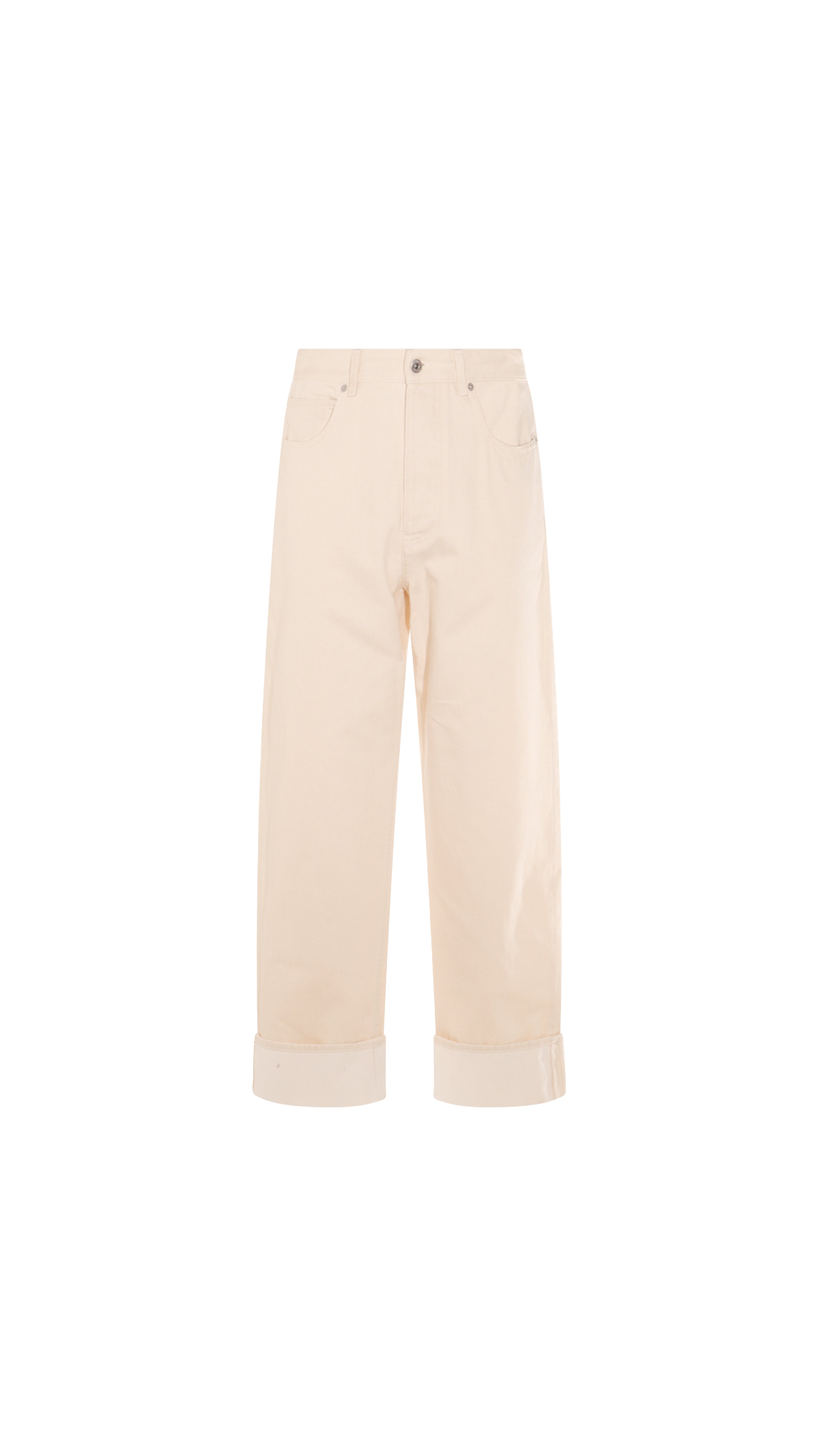 Colored Turned Up Jeans - Pale meringue