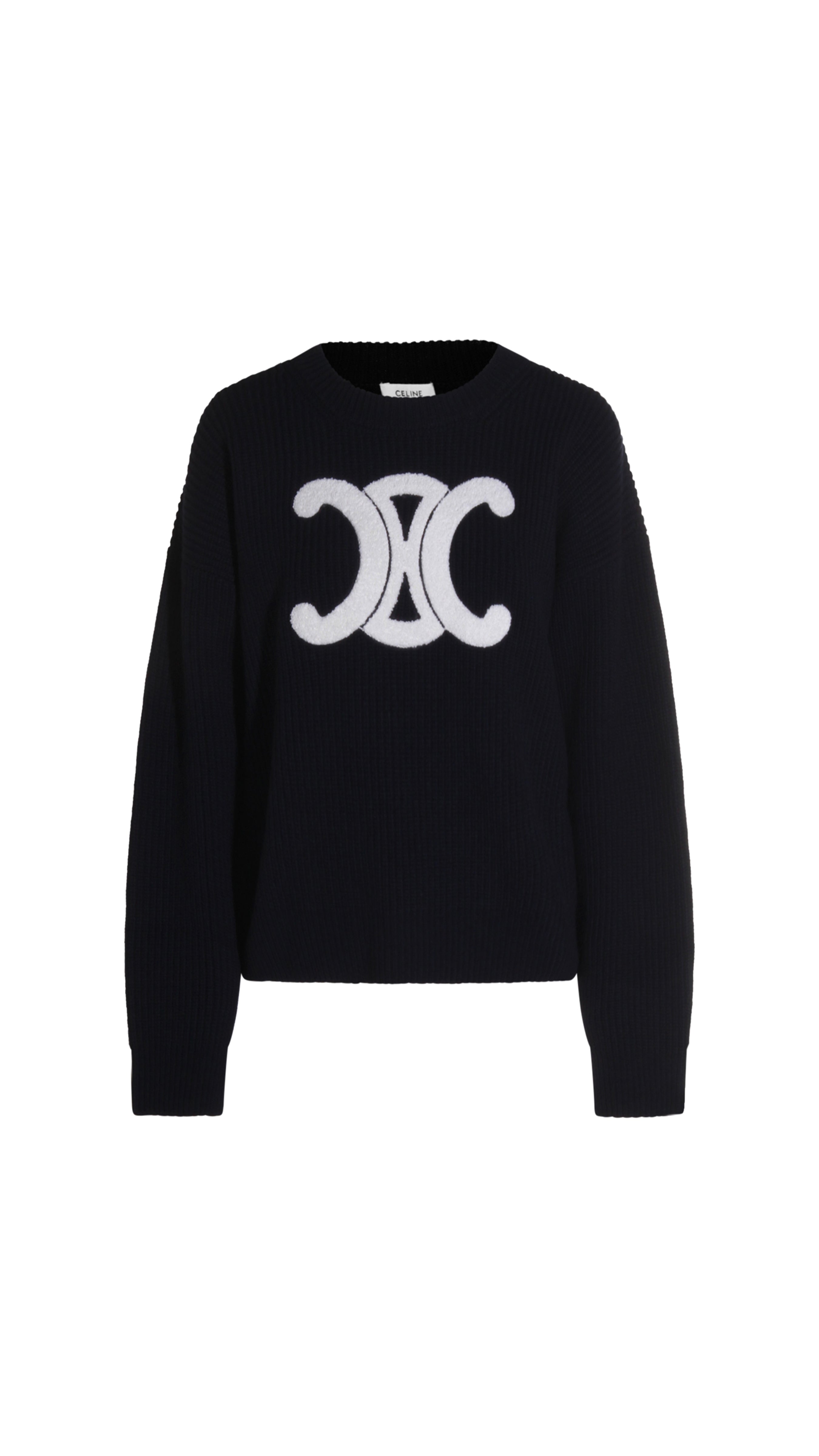 Triomphe Knit Sweater in Wool and Cashmere - Navy