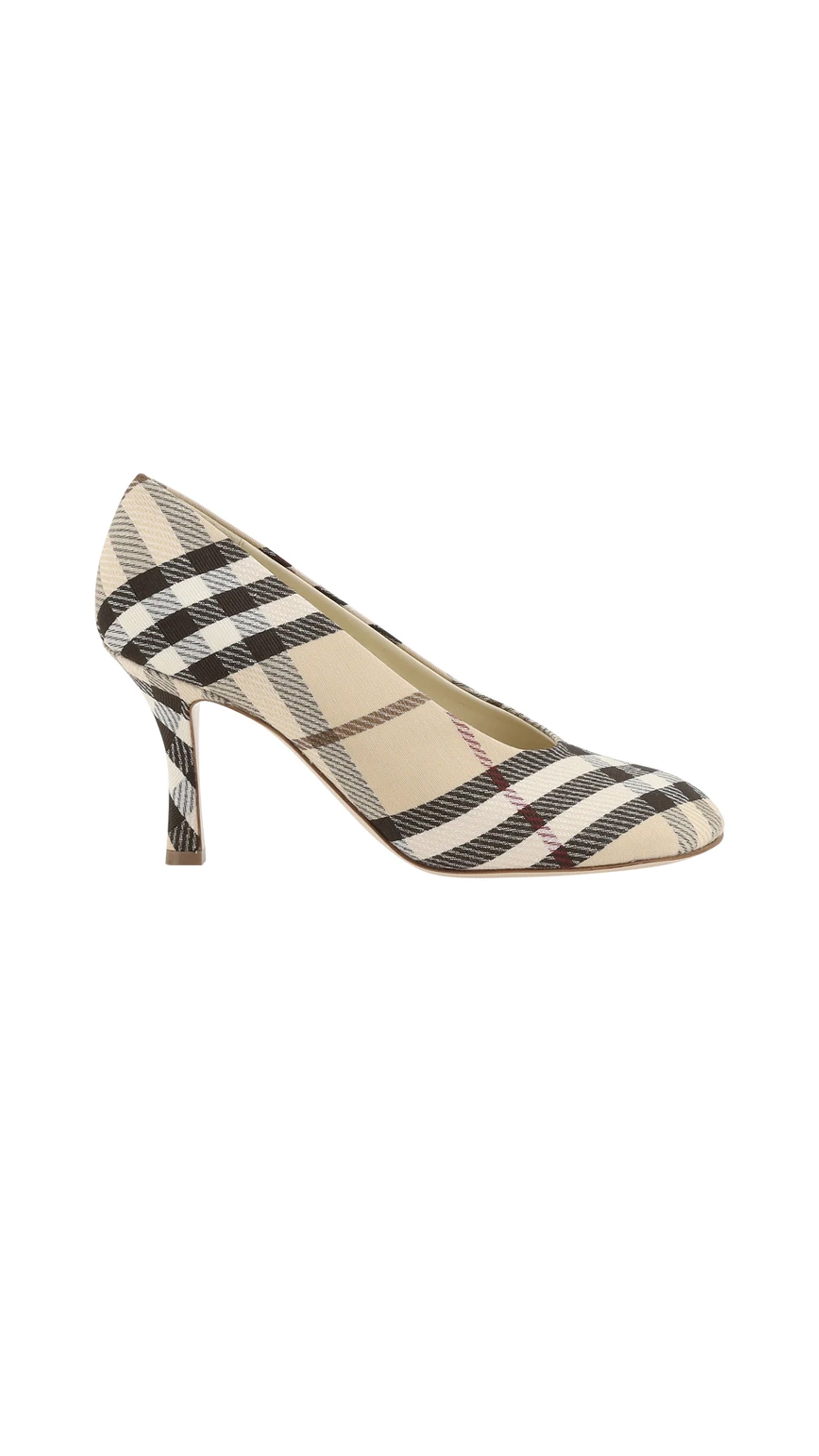 Check Pattern Pumps - Beige
