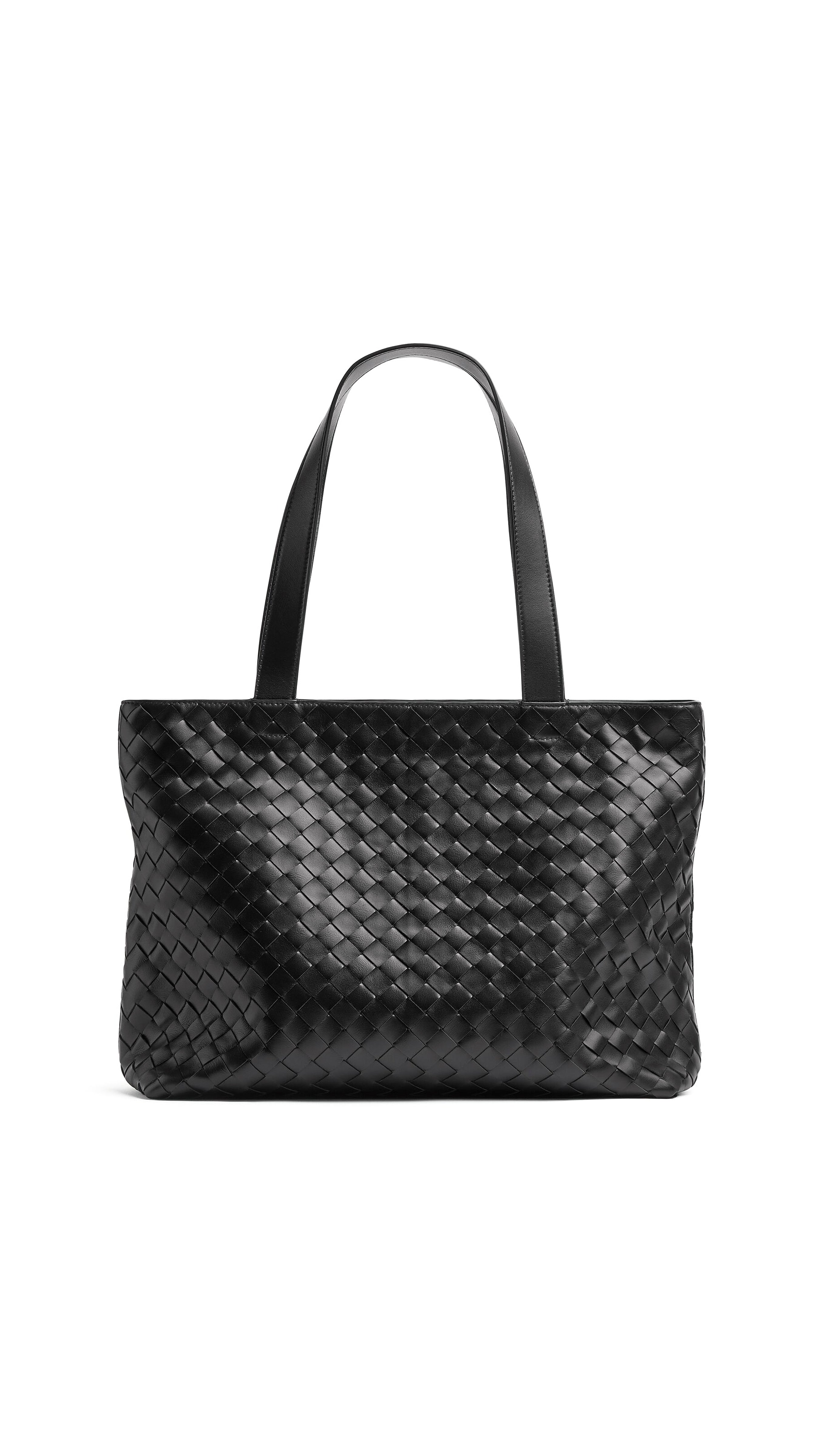 Small Intrecciato Zipped Tote - Black