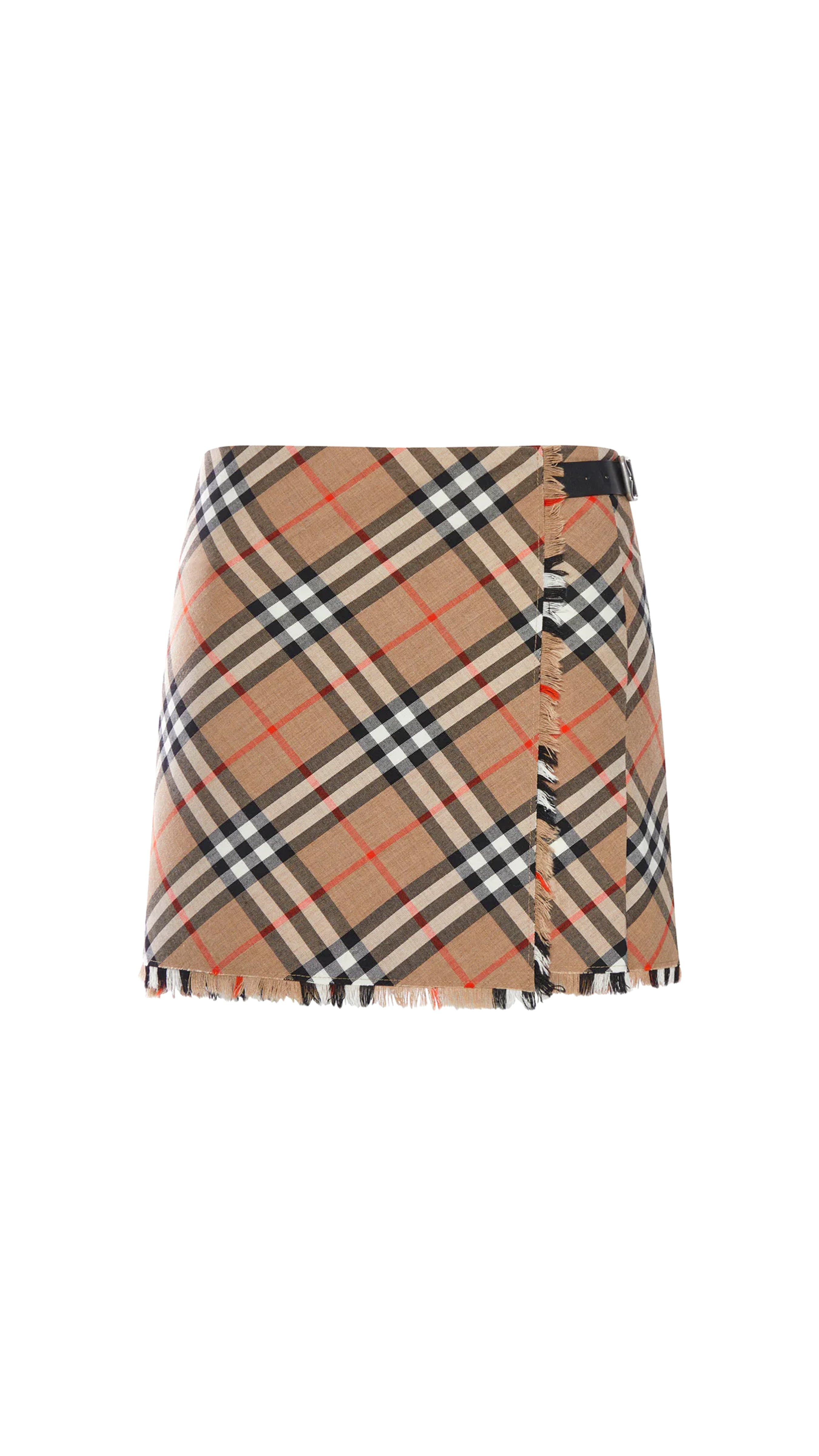 Checked Wool Skirt - Chestnut