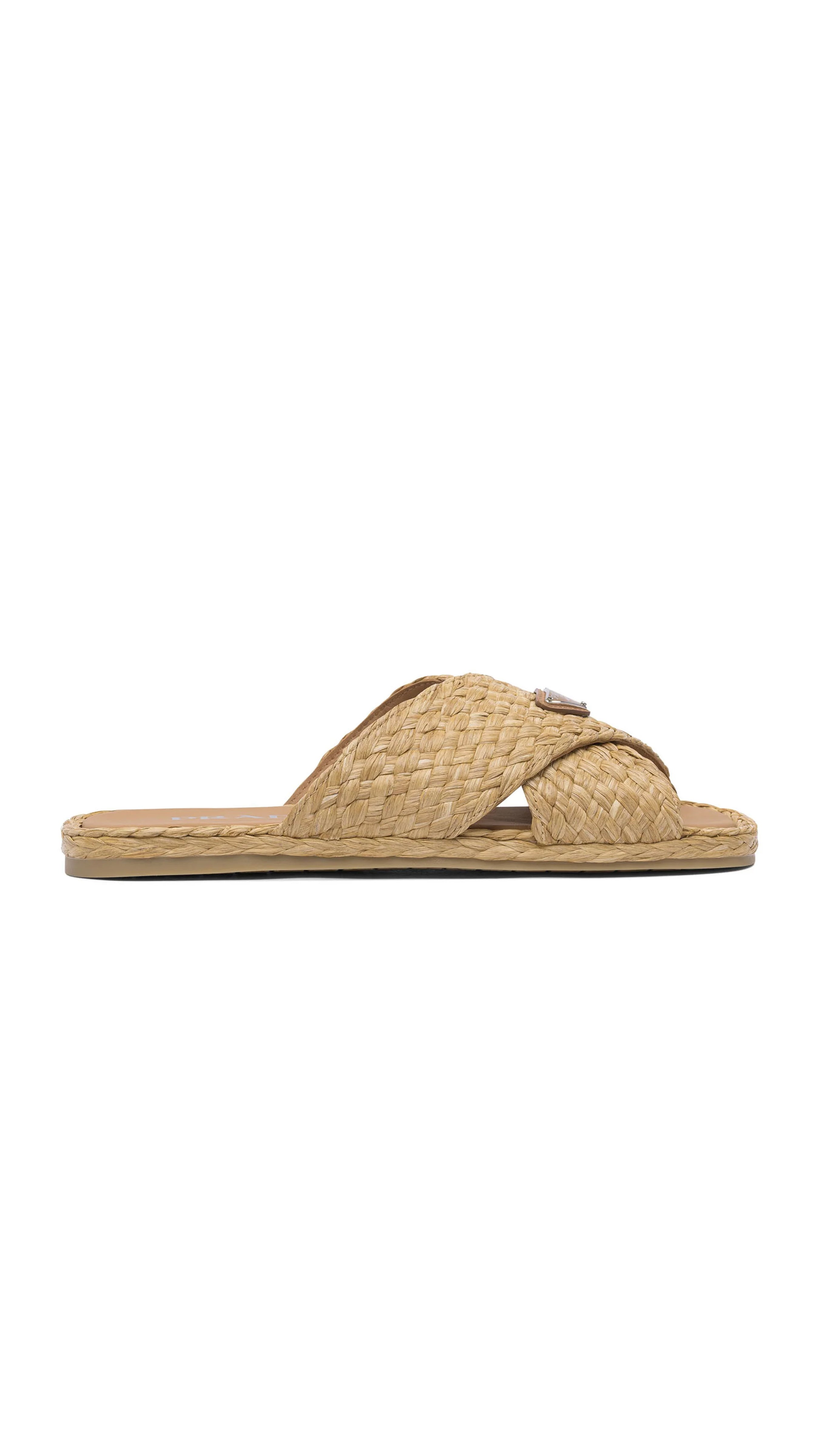 Criss Cross Slides in Raffia - Natural