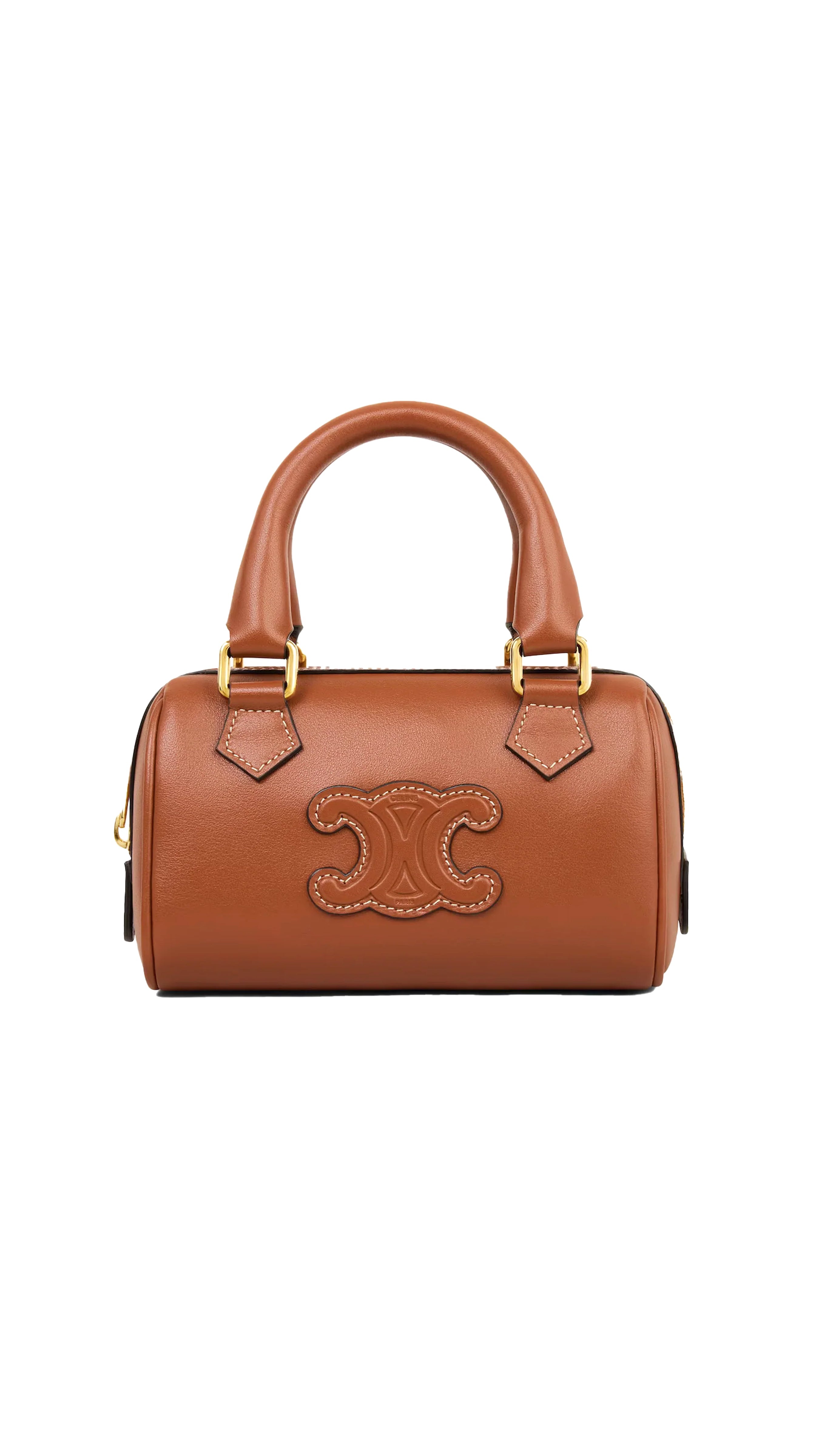 Mini Boston Bag in Smooth Calfskin - Tan