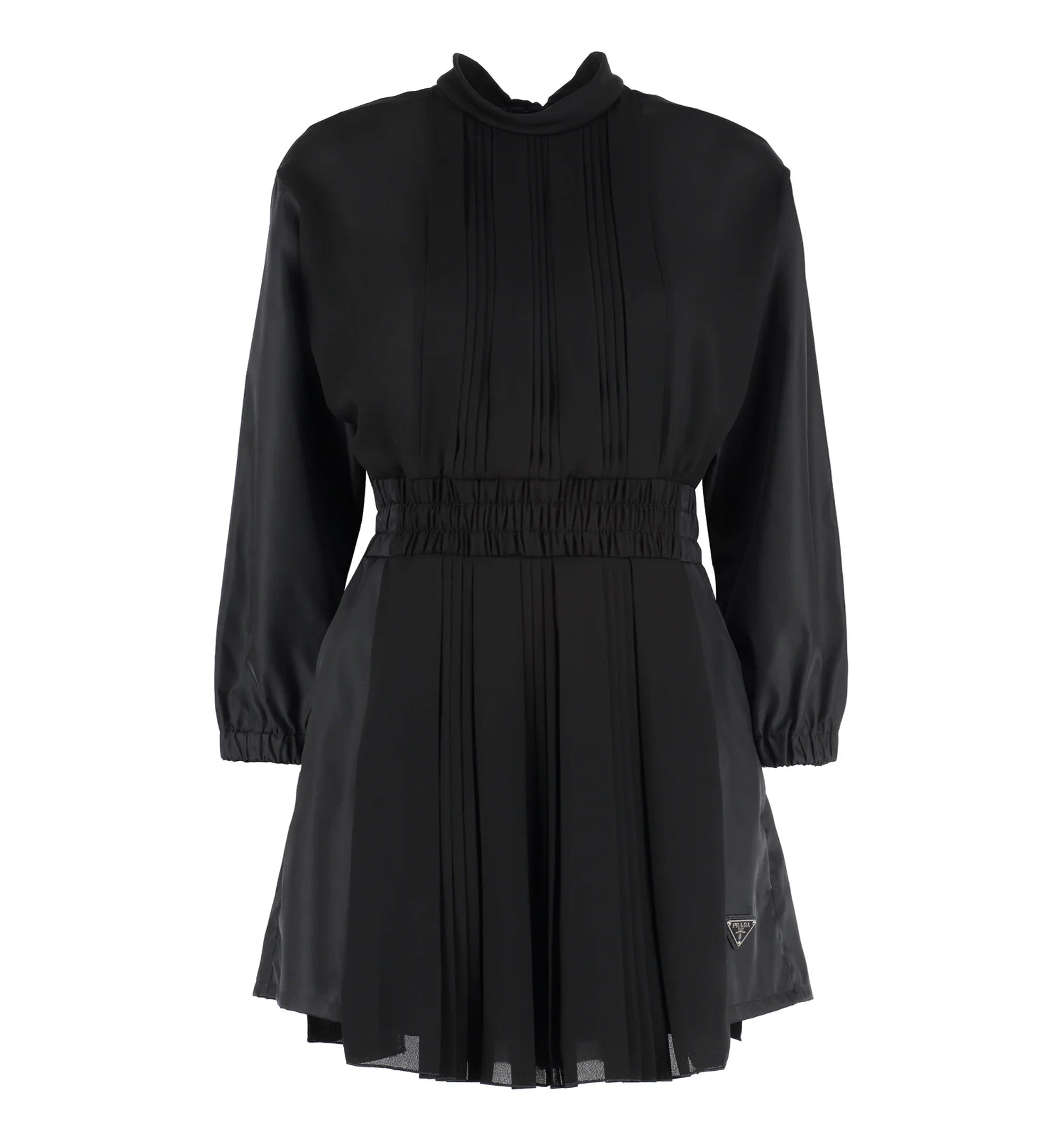 Logo Plaque Long Sleeved Pleated Playsuit