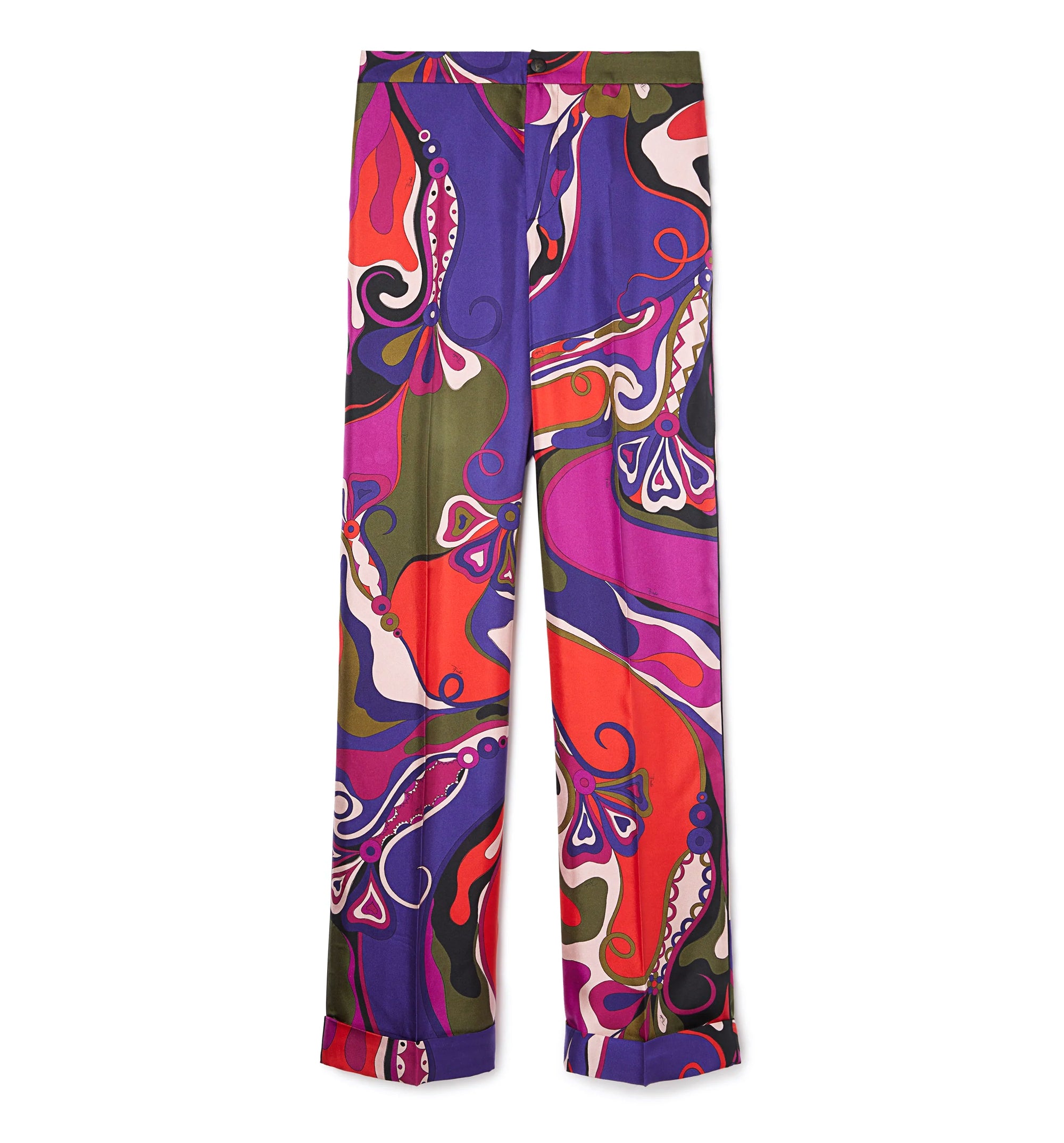 Orchidee Print Silk Pajama Trousers - Multicolour