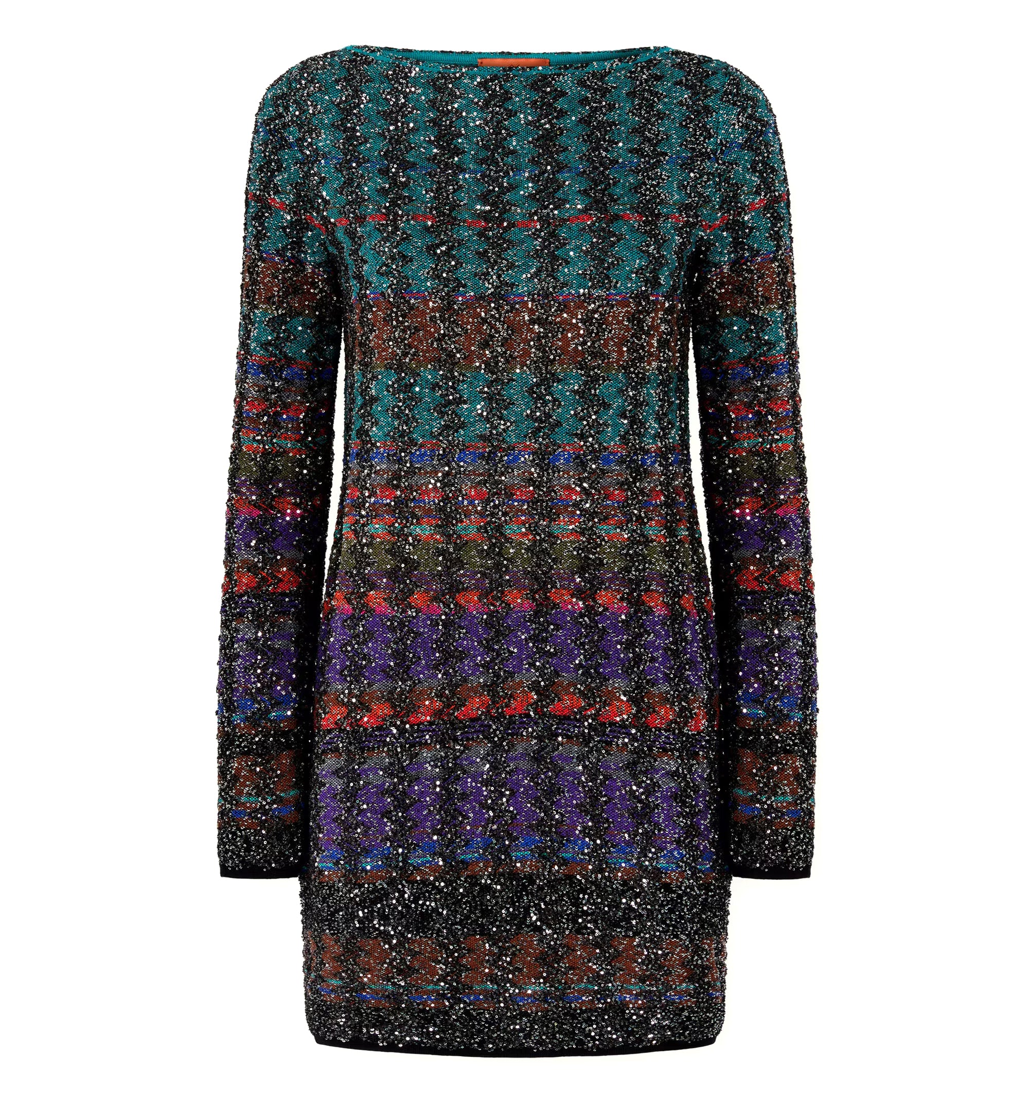 Mini Dress With Chevron And Stripe Pattern - Multicoloured