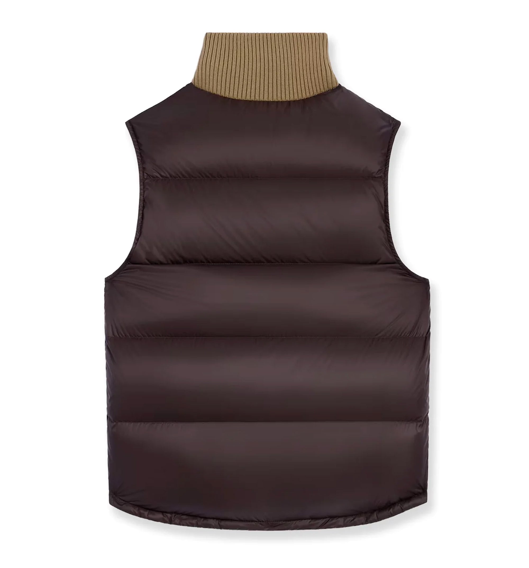 Sleeveless Down Jacket With Triomphe Patch -Brown
