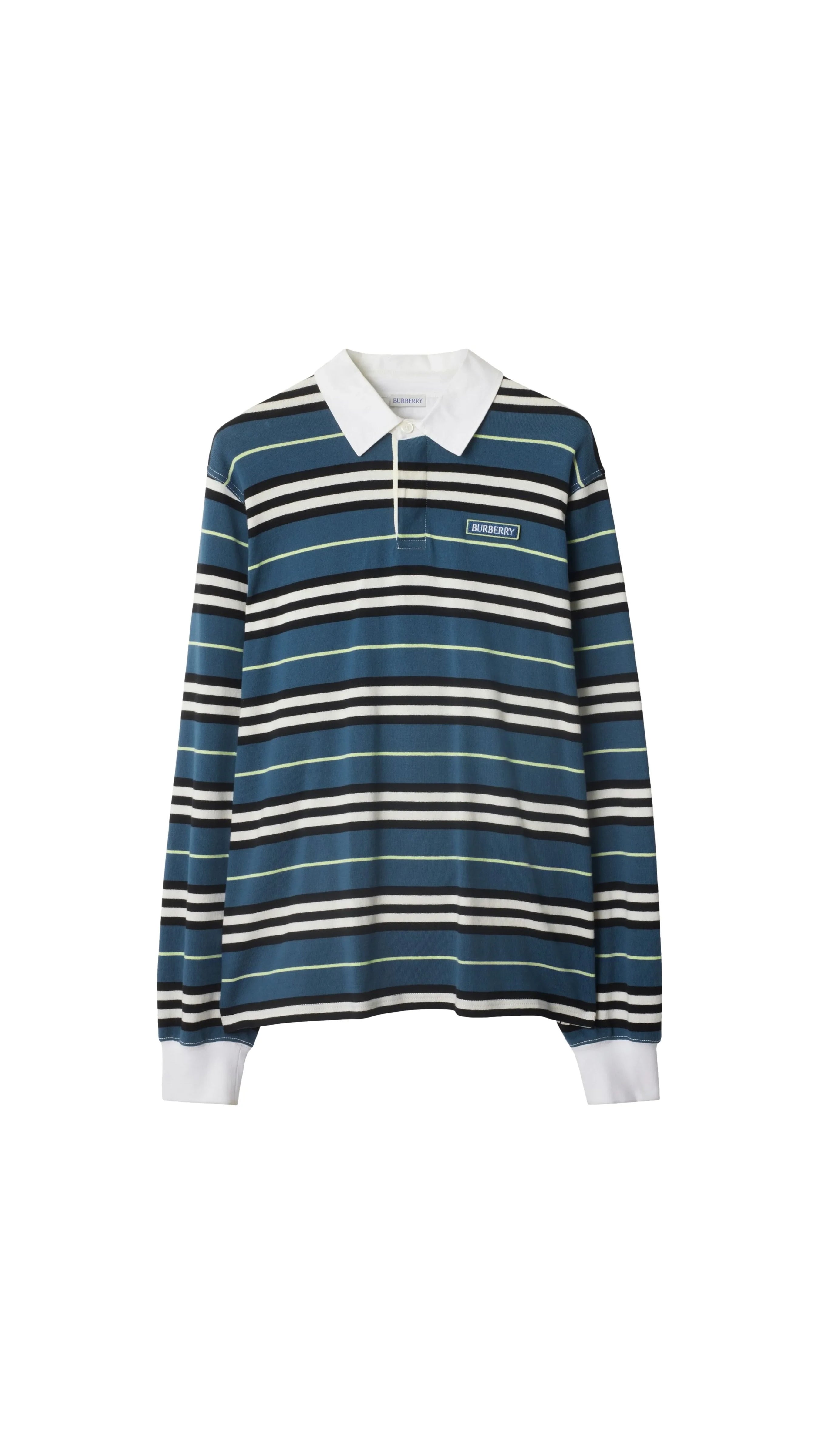 Striped Cotton Polo Shirt - Blue