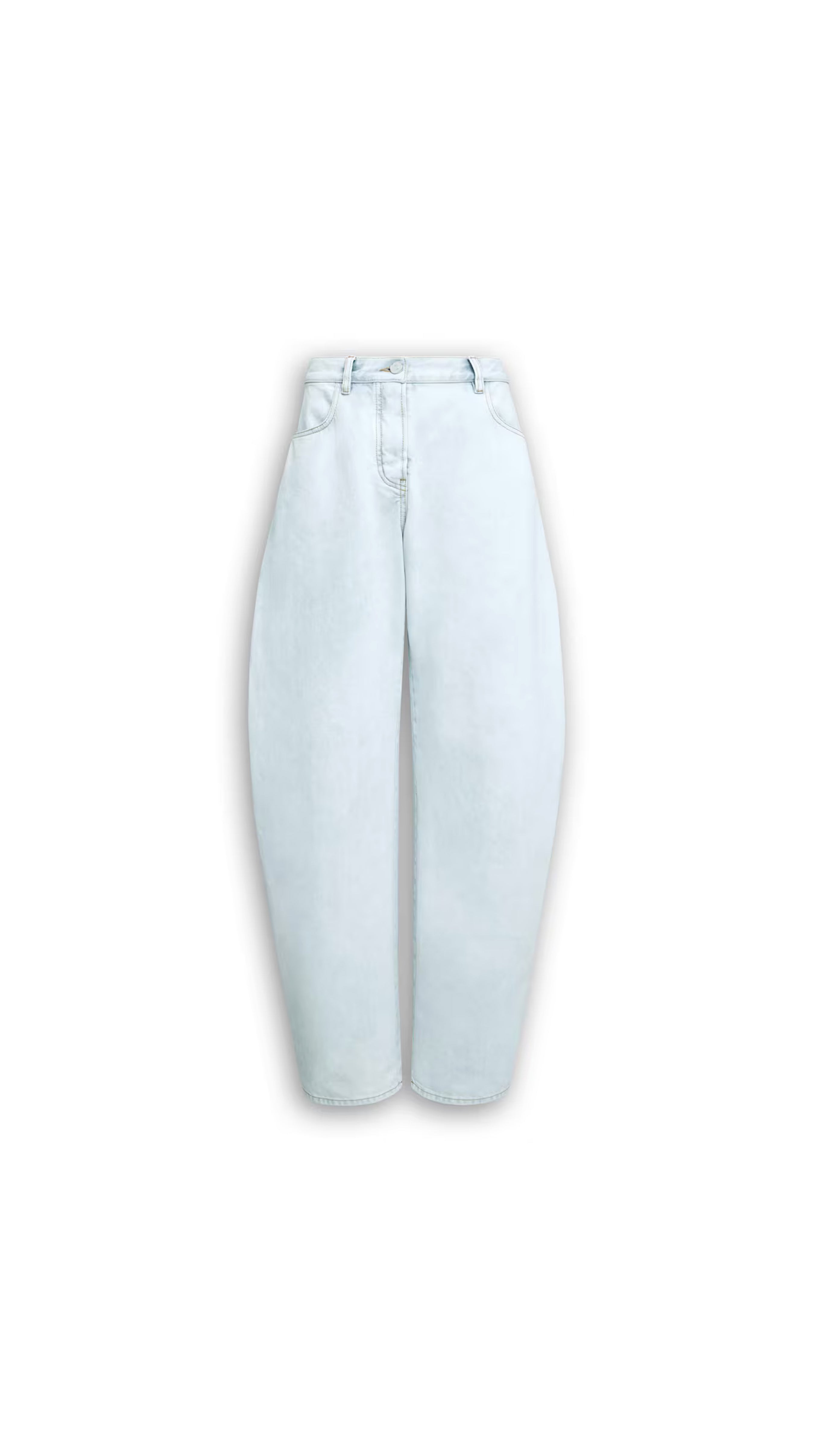 Low Waist Round Jeans - Light Blue