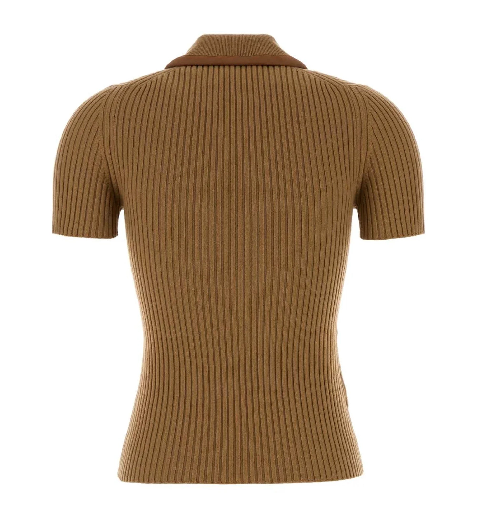 Ribbed Knit Cashmere Polo Sweater