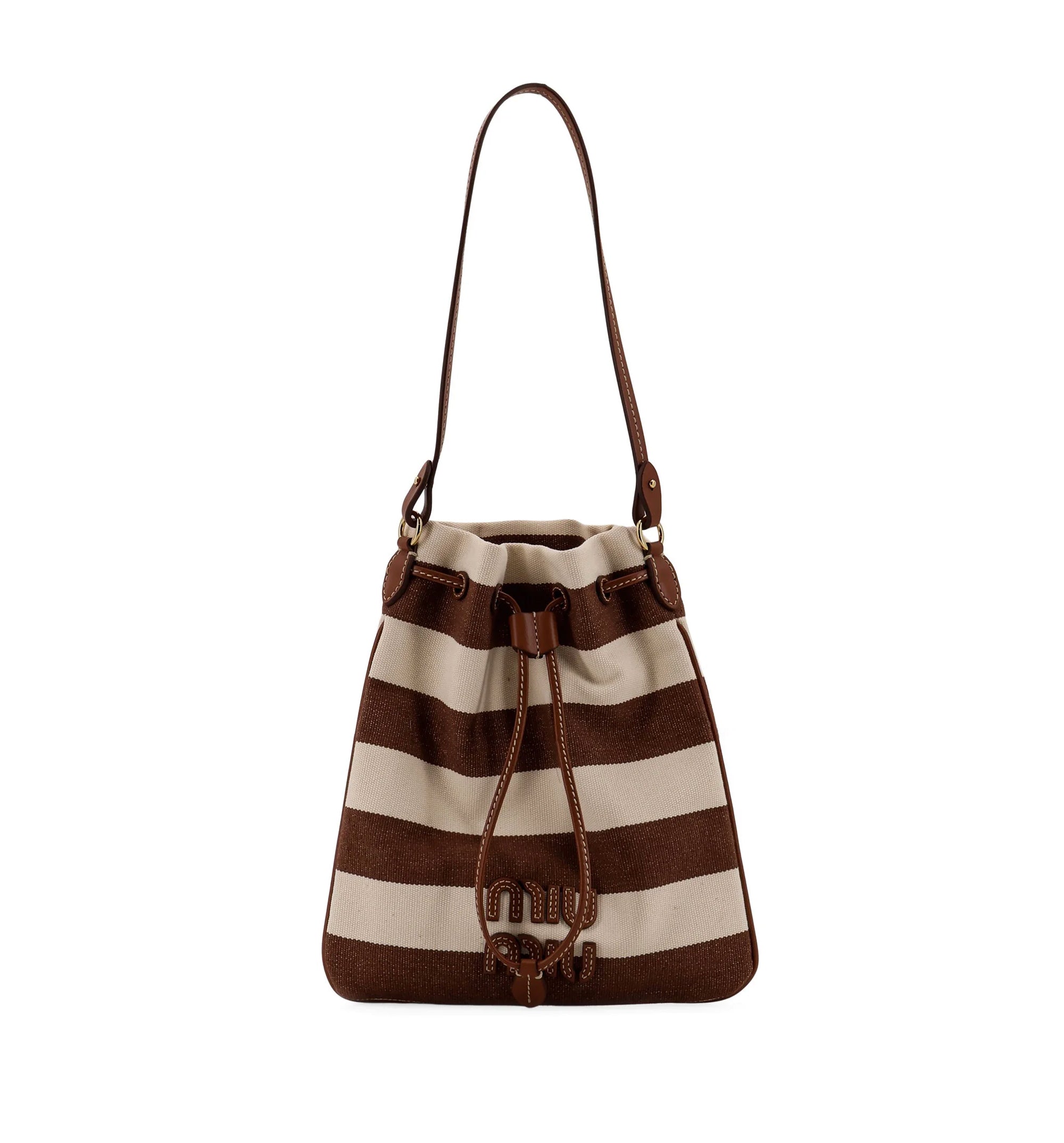 Canvas Striped Bucket Bag