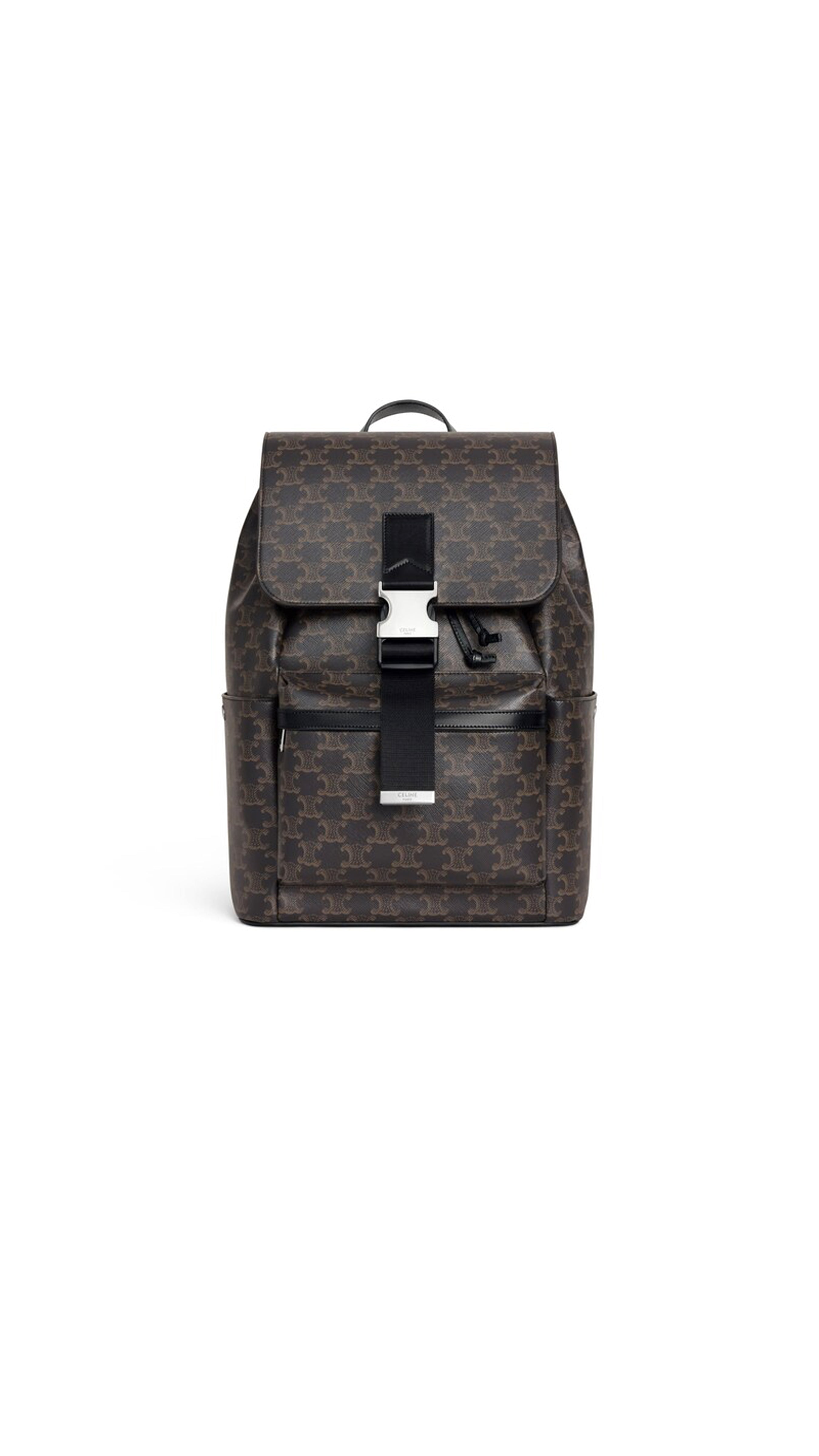 Backpack In Triomphe Canvas And Calfskin - Black