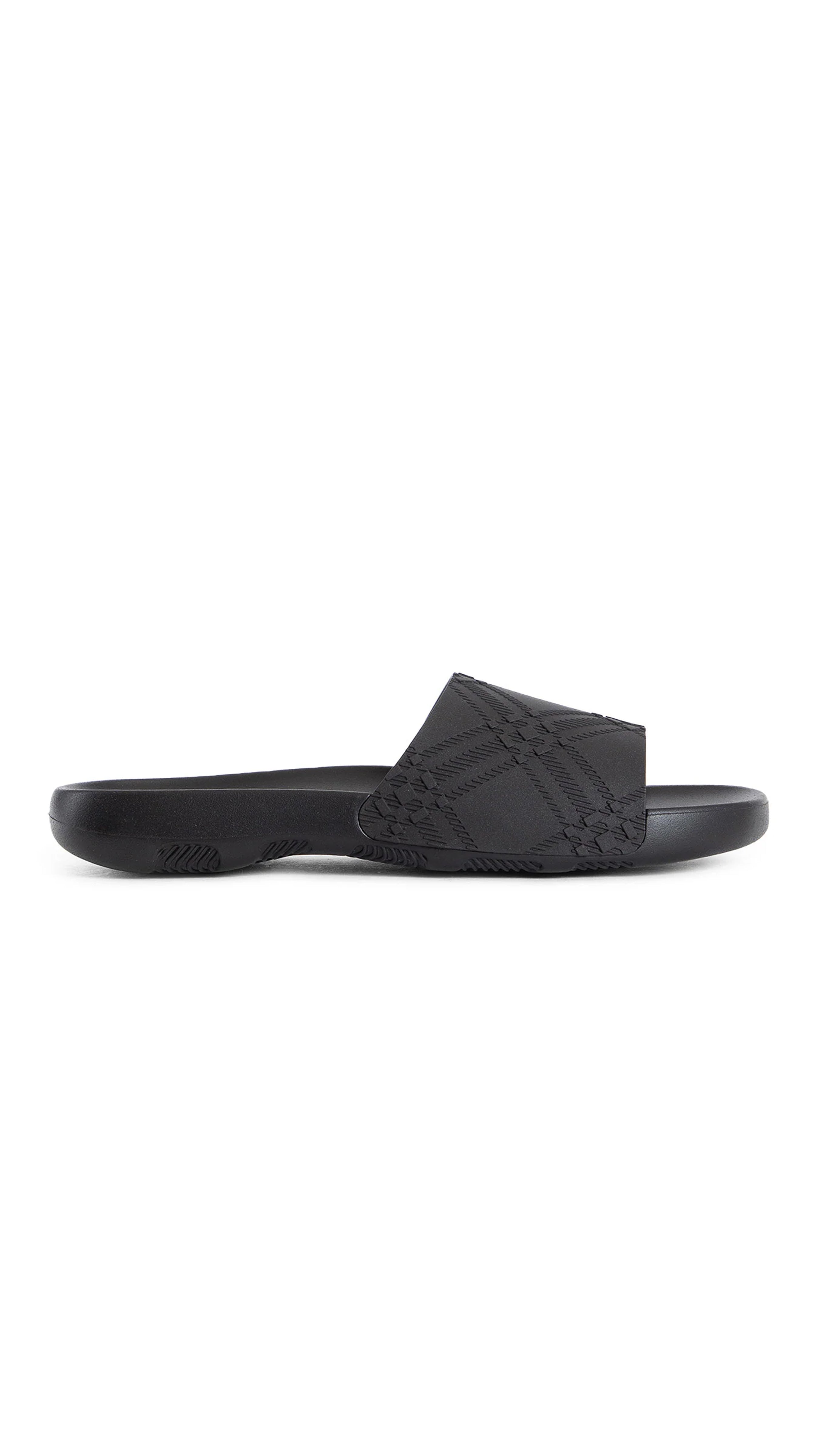 Embossed Check Dive Slides - Black