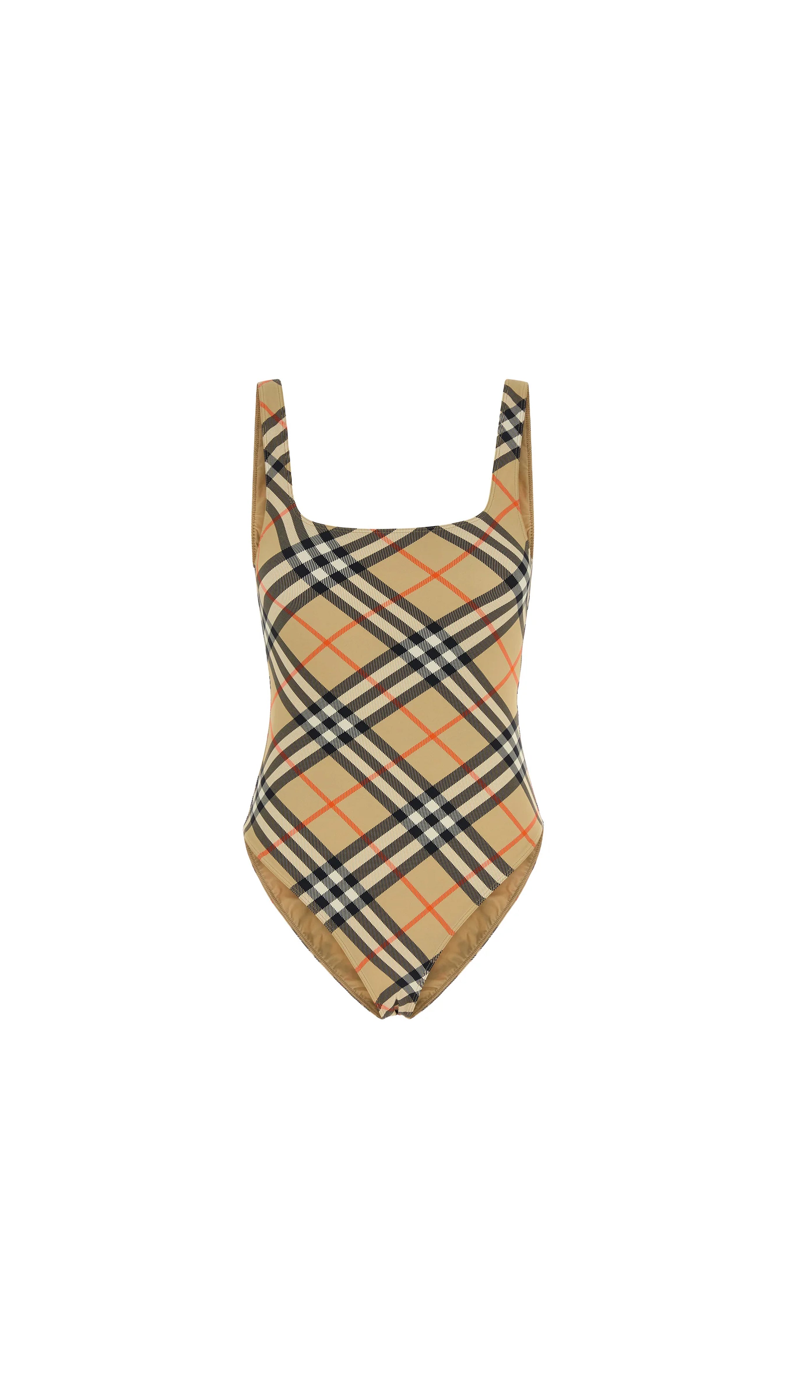 Check Print Swimsuits - Neutrals