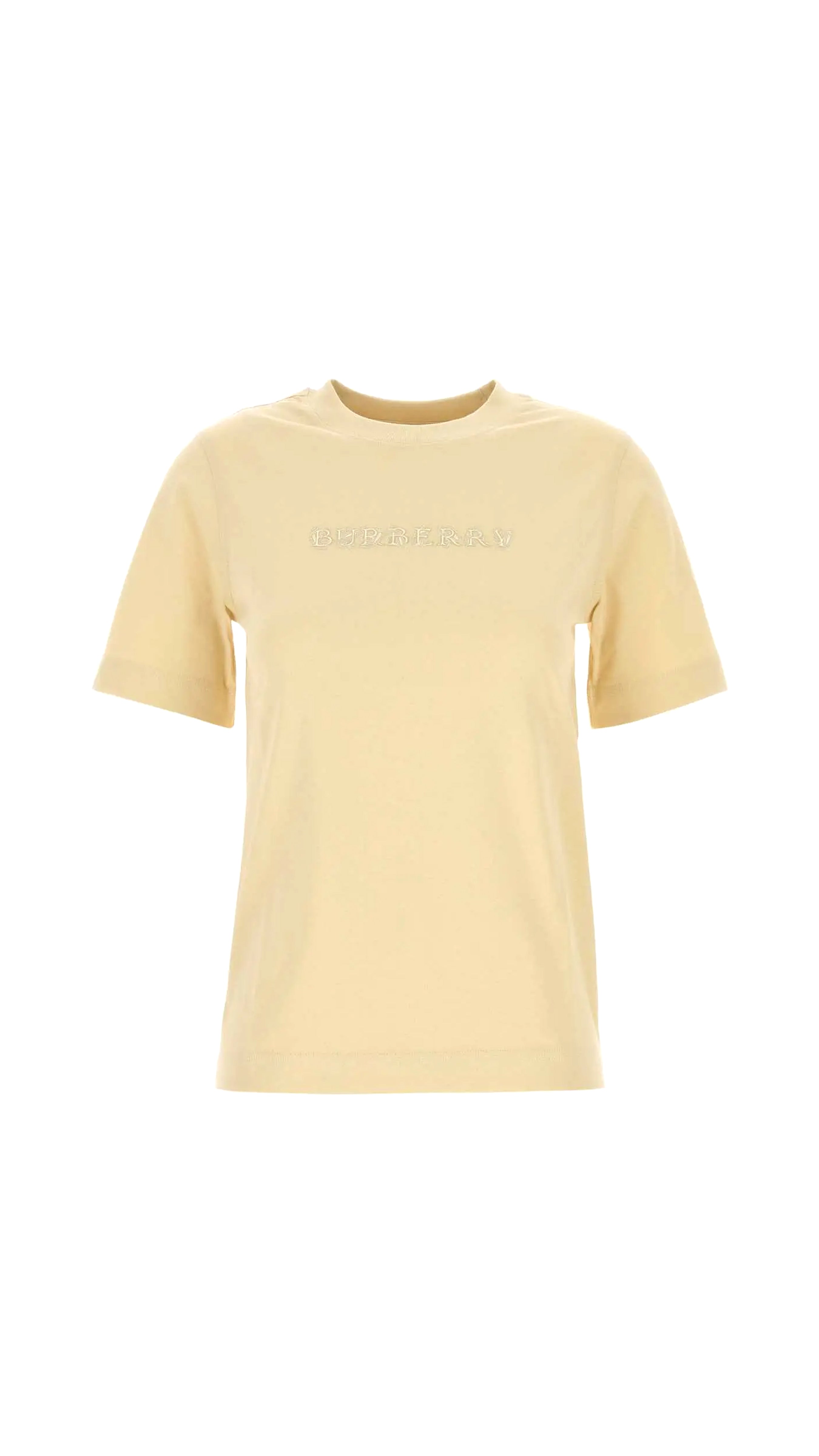 Cotton T-shirt With Paisley Logo - Cream