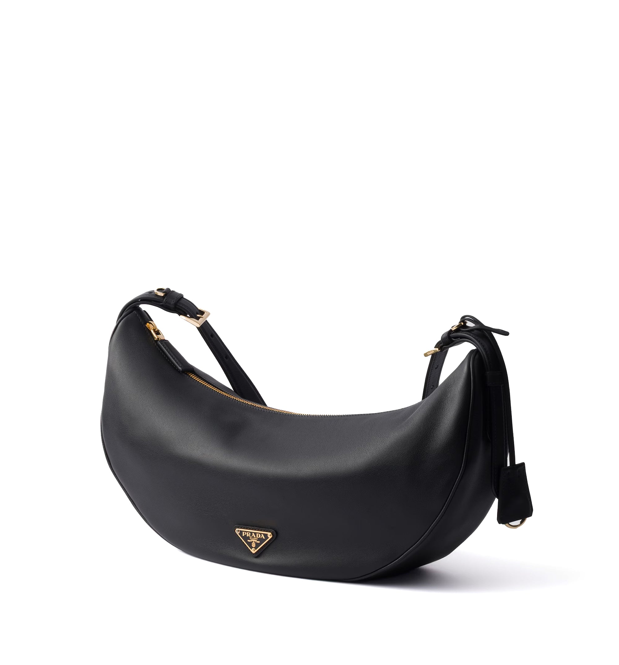 Demi-lune large leather shoulder bag
