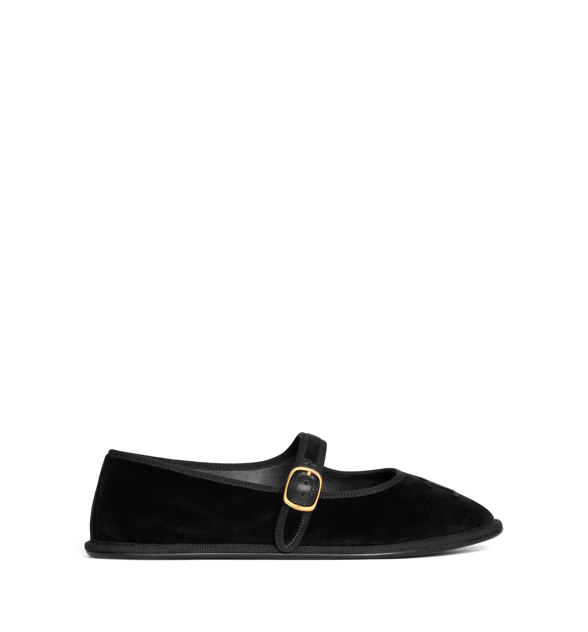 Eve Triomphe Mary-Jane Ballerina in Velvet - Black