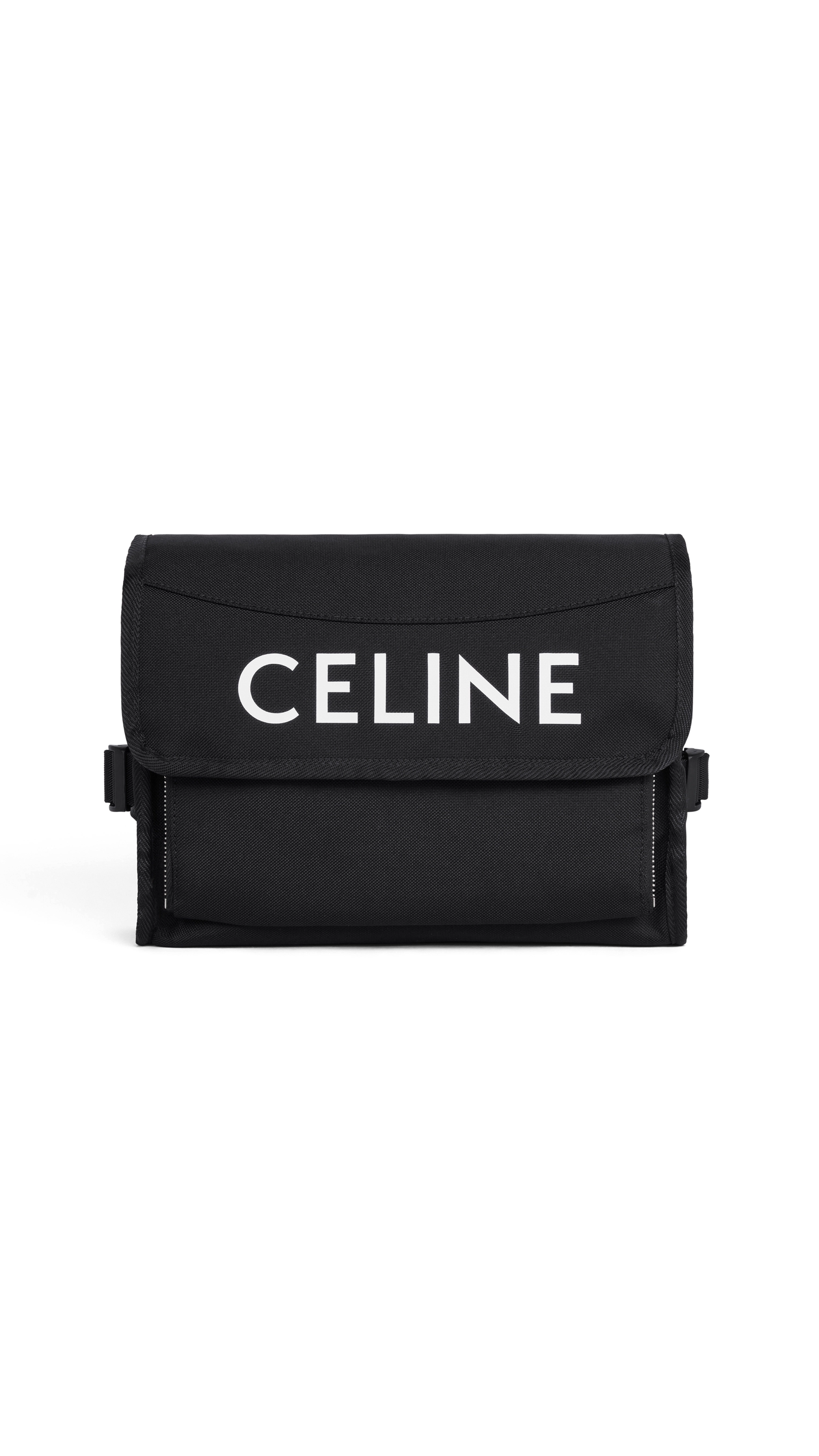 Small Messenger Trekking Pouch in Nylon with Celine Print - Black