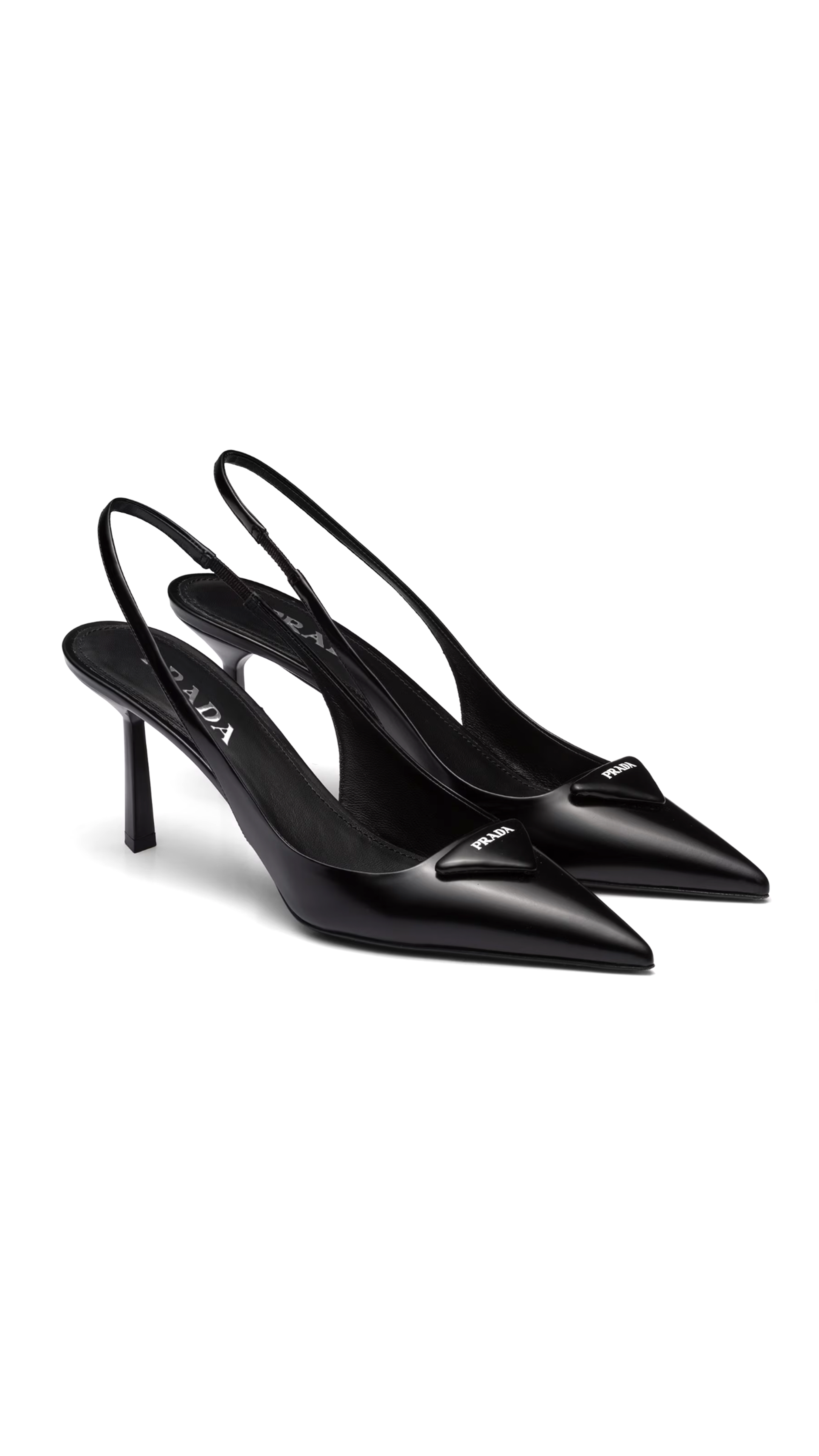 Brushed Leather Slingback Pumps - Black