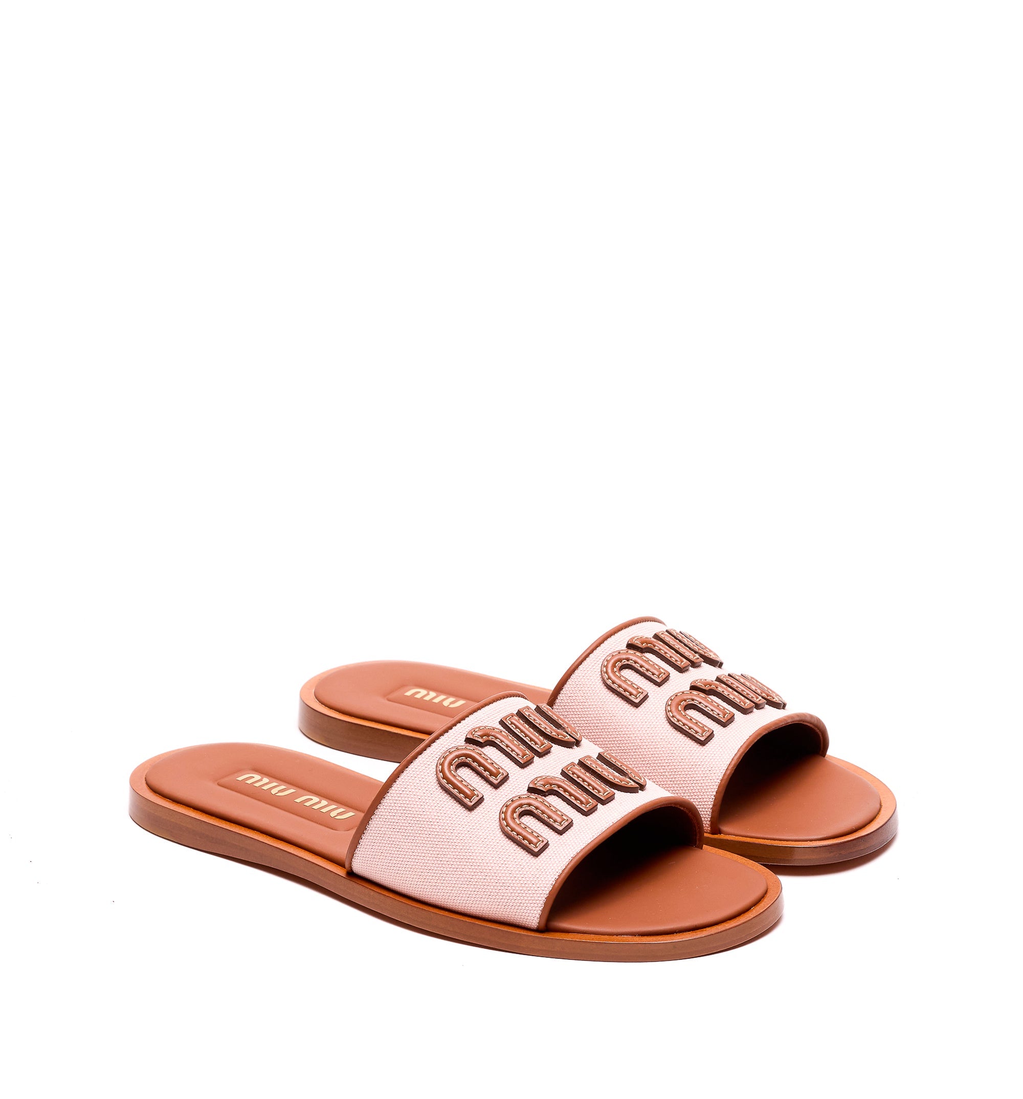Canvas and leather slides