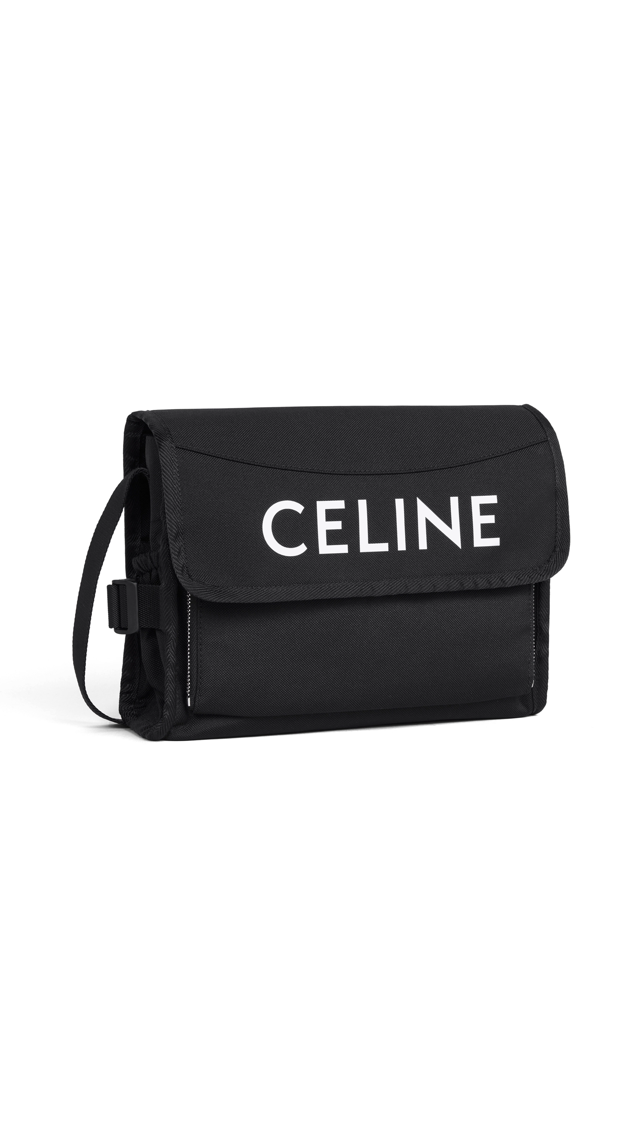 Small Messenger Trekking Pouch in Nylon with Celine Print - Black