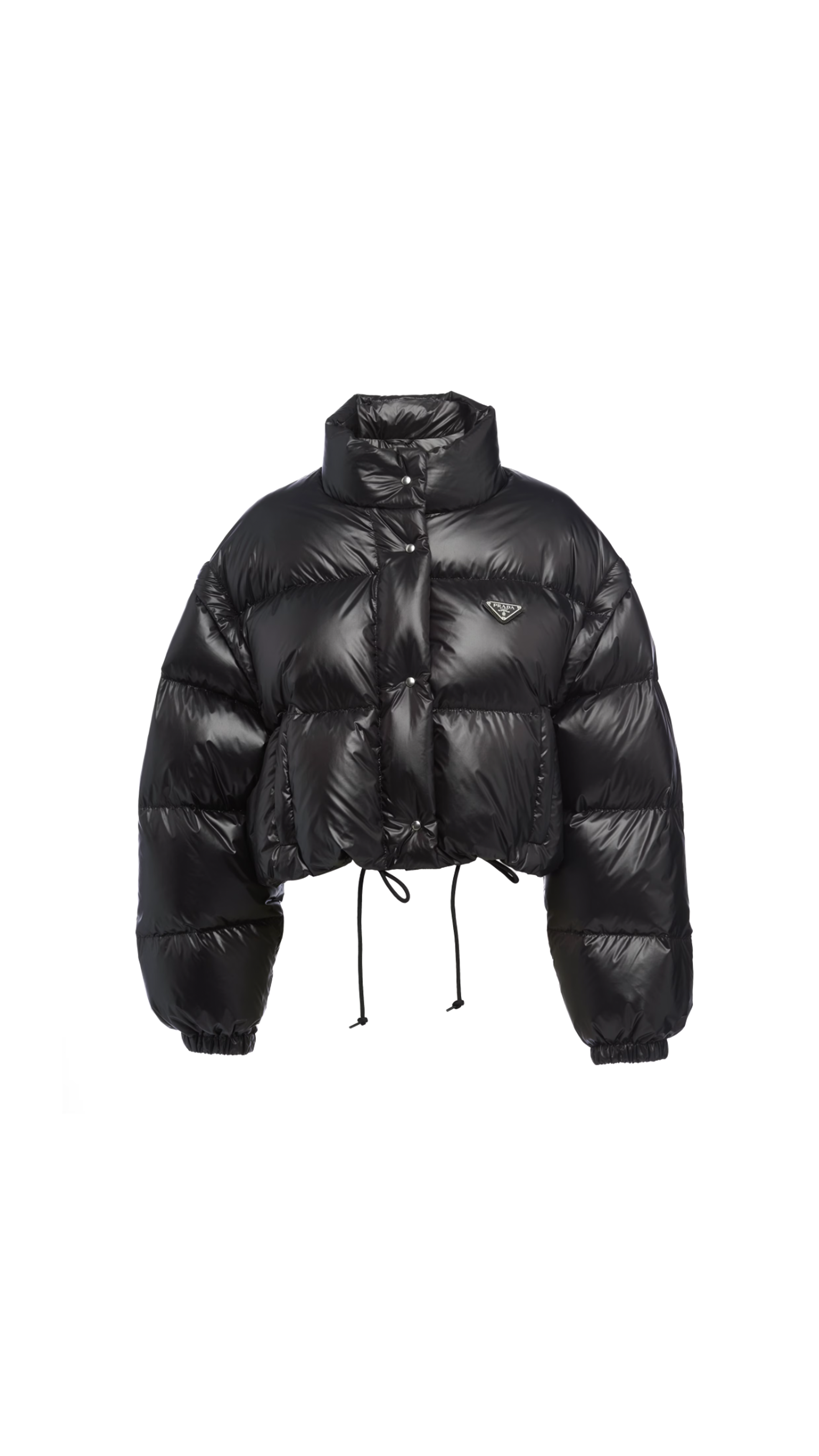 Re-Nylon Cropped Convertible Down Jacket - Black