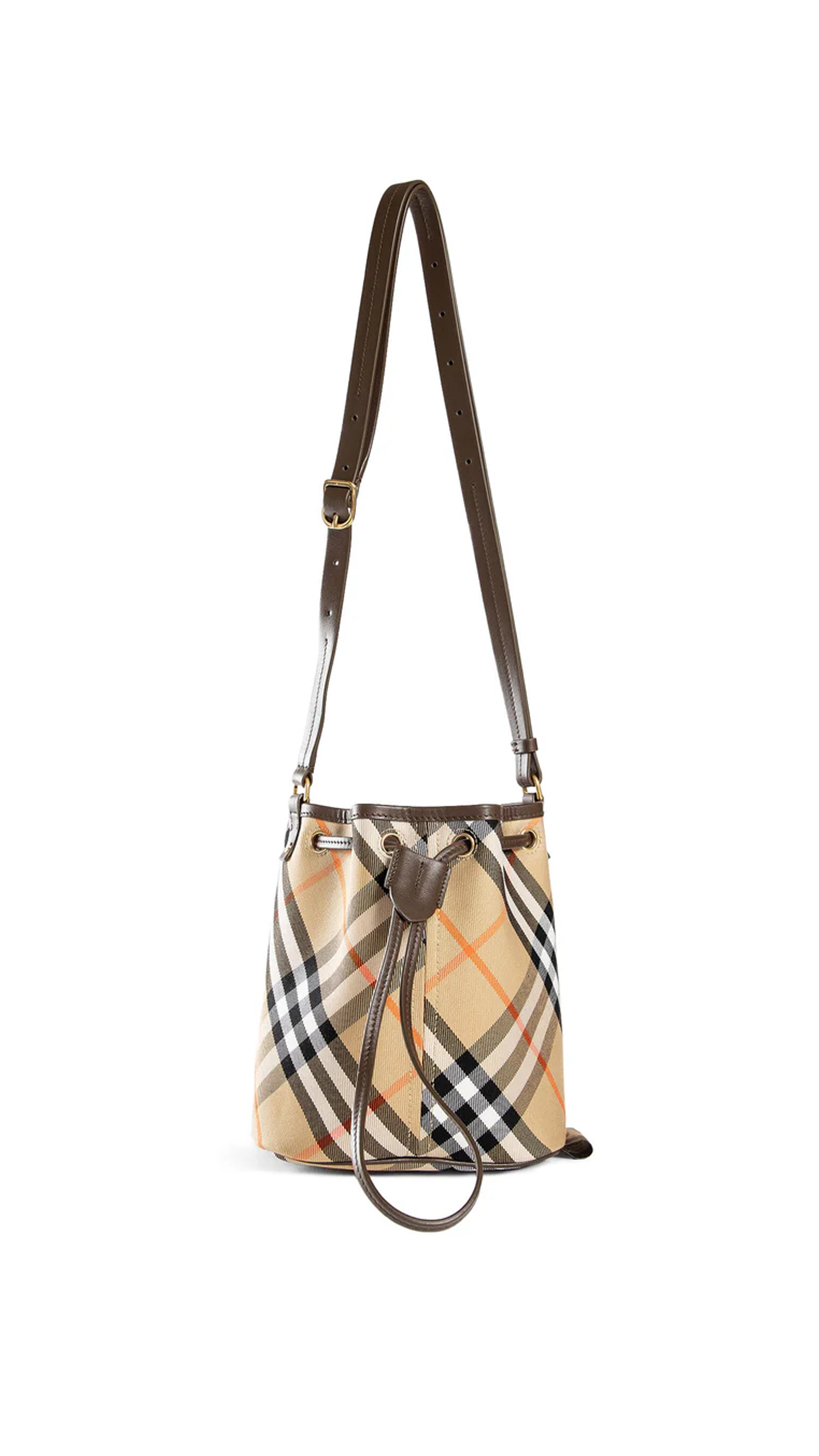 Mini Check Bucket Bag - Sand